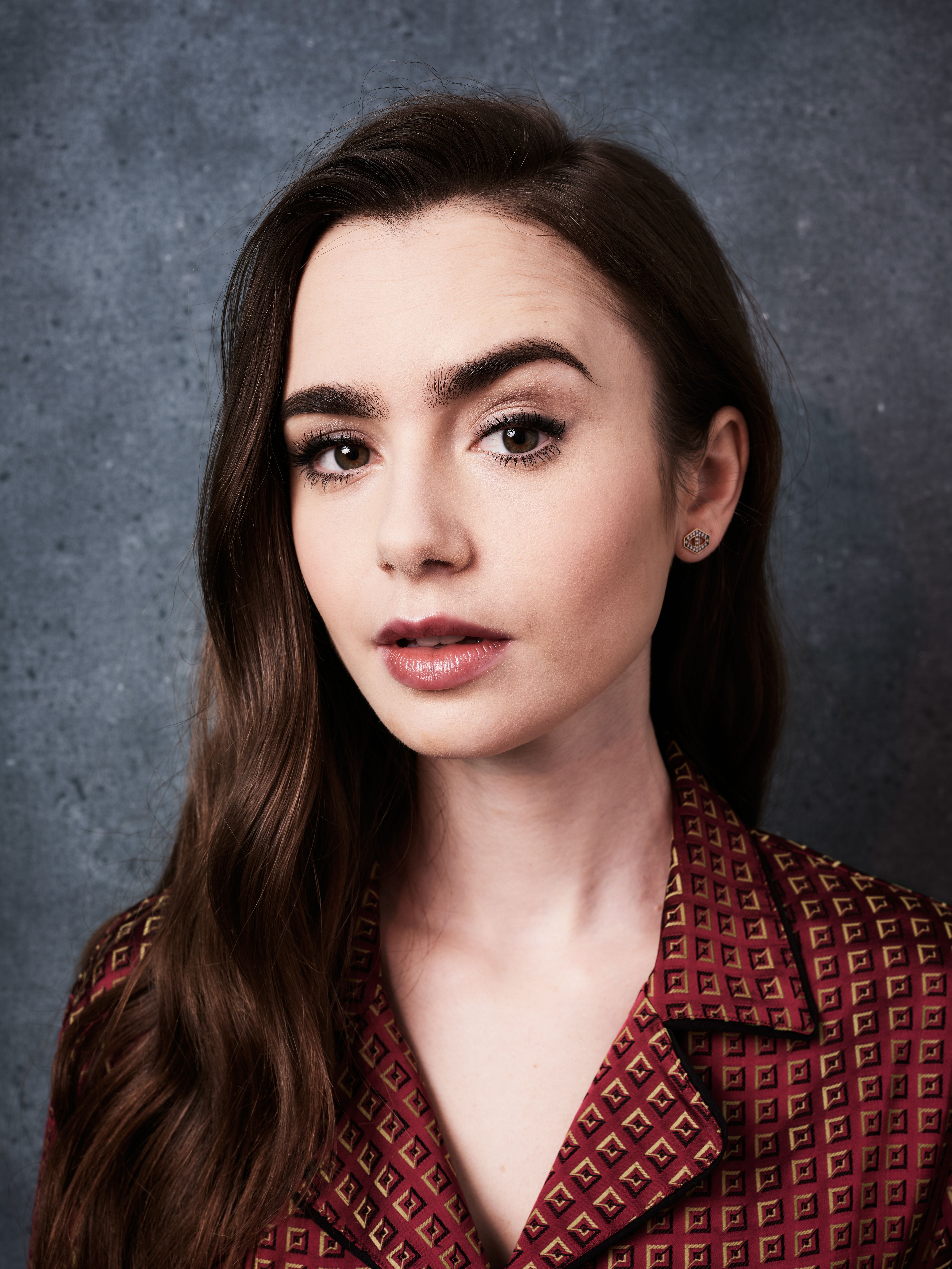 Lily Collins women brunette actress 2k 4k 5k
