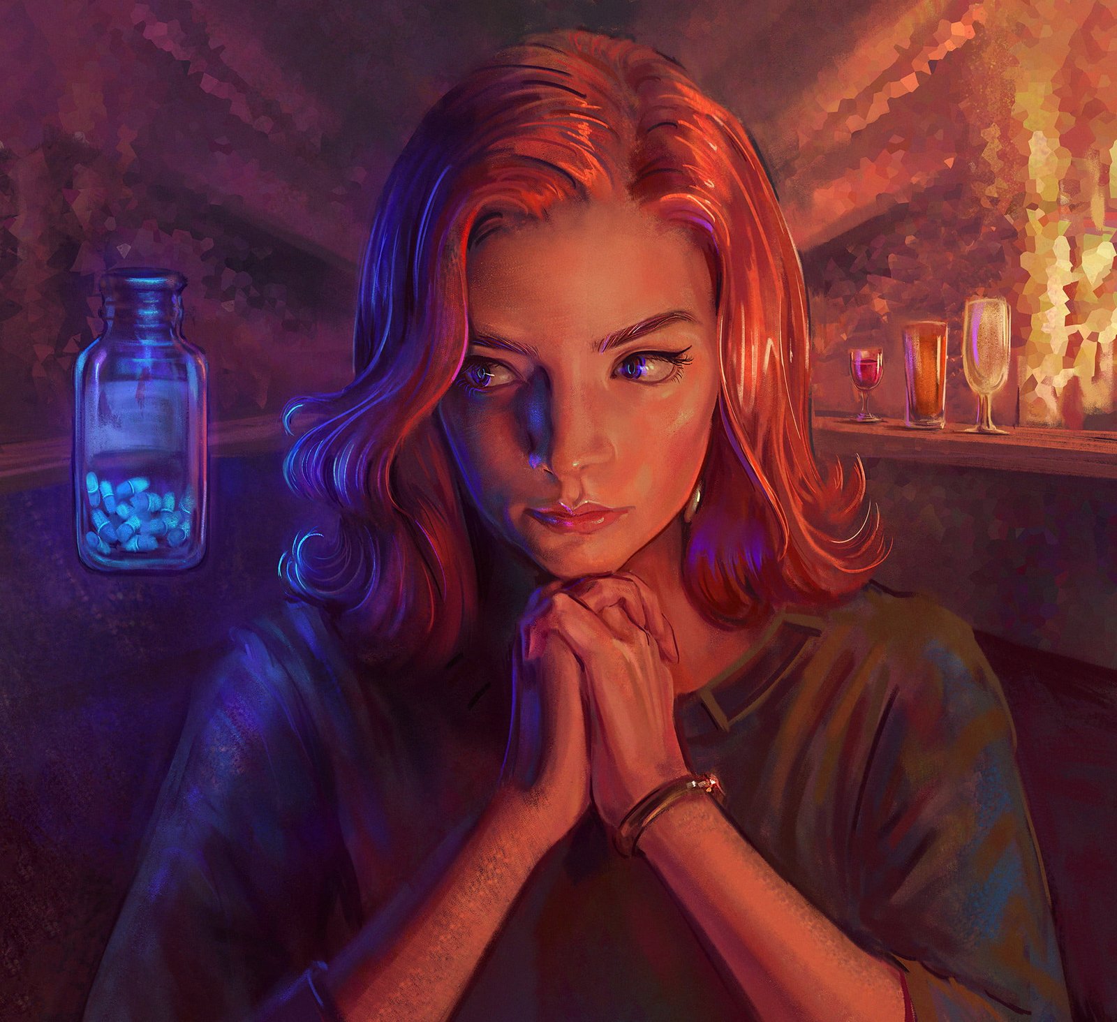 Mandy Jurgens actress portrait digital painting young woman 2k