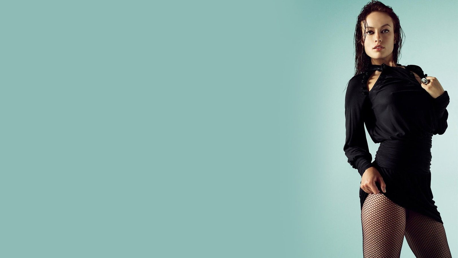 Olivia Wilde blue background women actress one person young adult