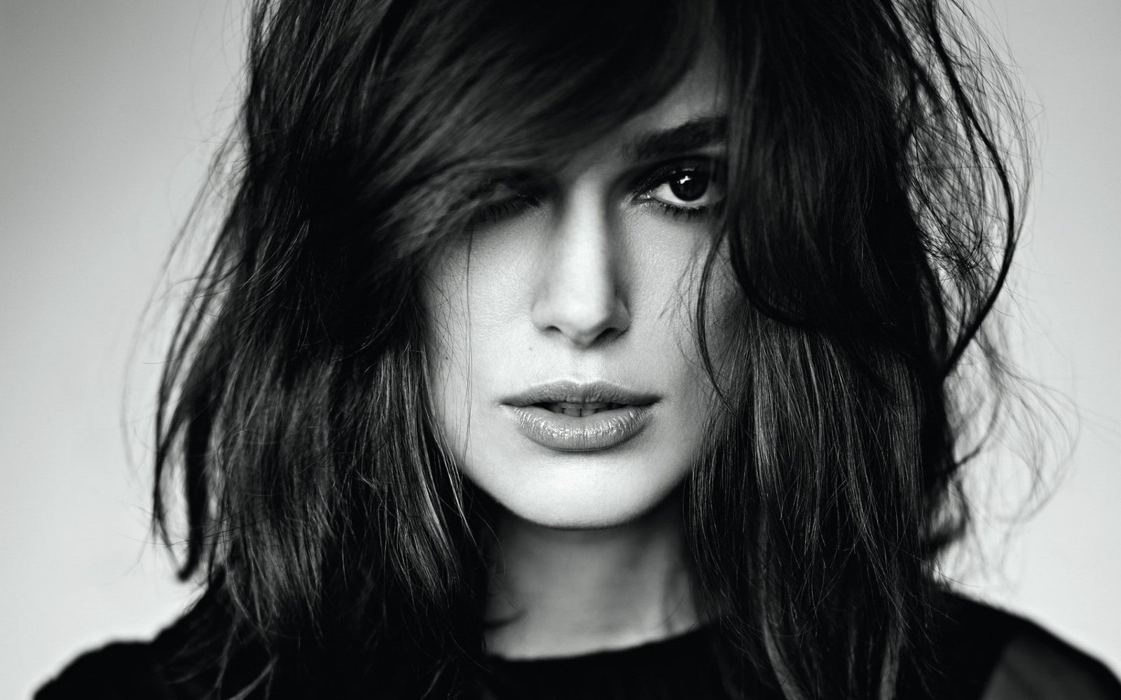 portrait monochrome Keira Knightley women face actress