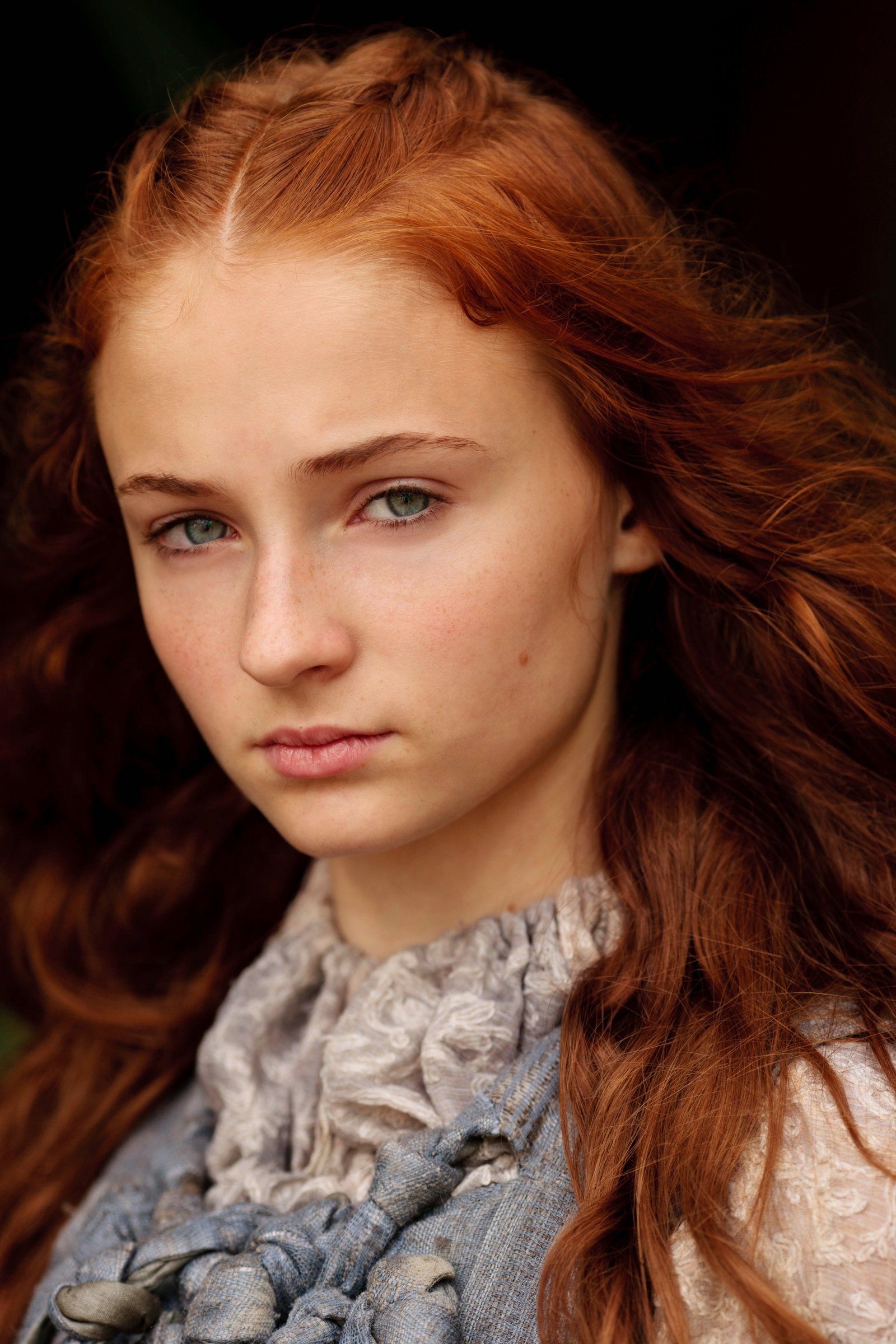 Sophie Turner actress redhead green eyes 2k