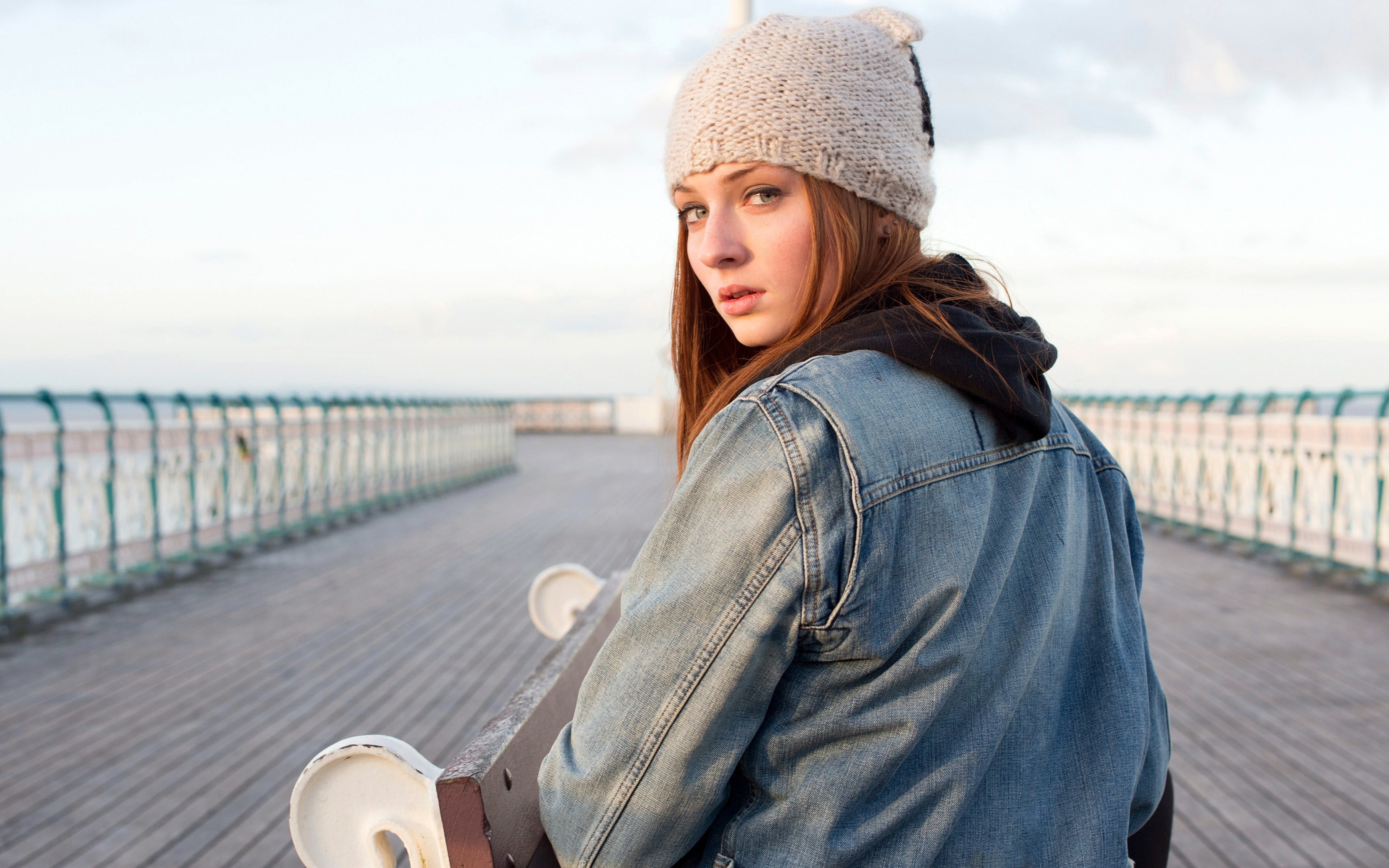 Sophie Turner actress women knit hat one person young adult 2k