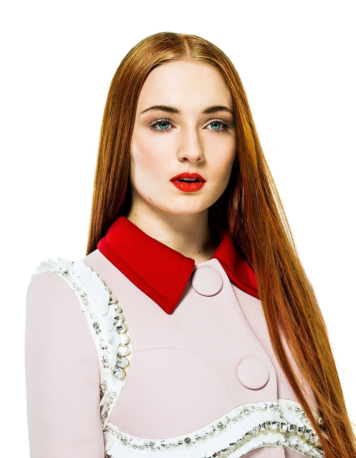 Sophie Turner redhead actress blue eyes portrait beauty 36