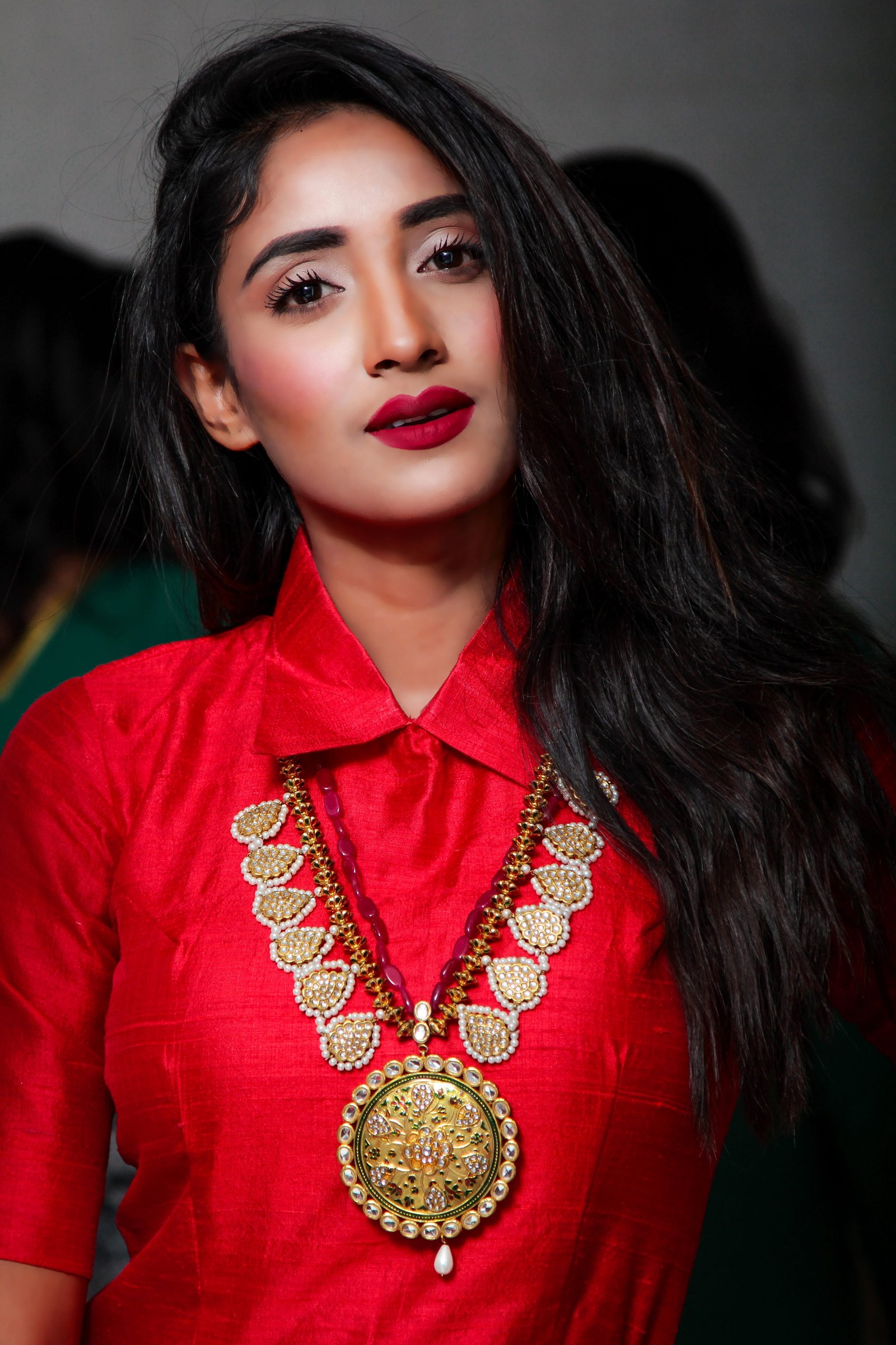 Woman Wearing in Red Shirt actress adult attractive beautiful 2k