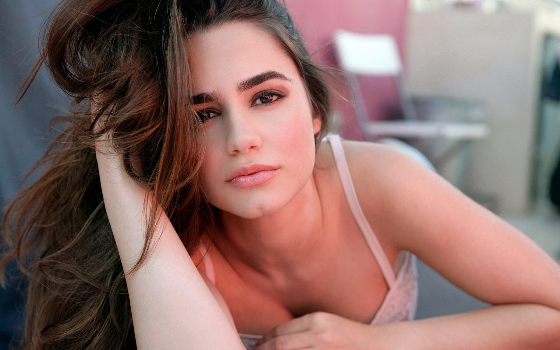 women brunette alicia sanz actress looking at viewer face