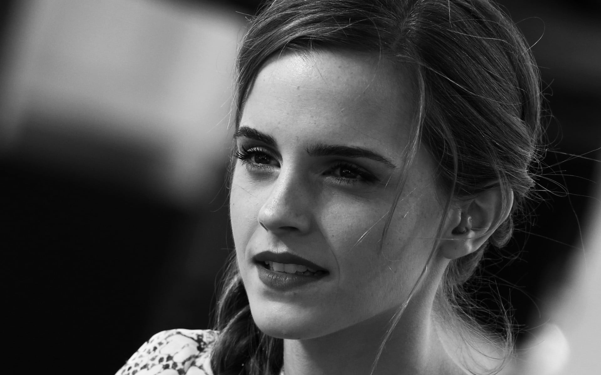 women Emma Watson monochrome face braids actress headshot