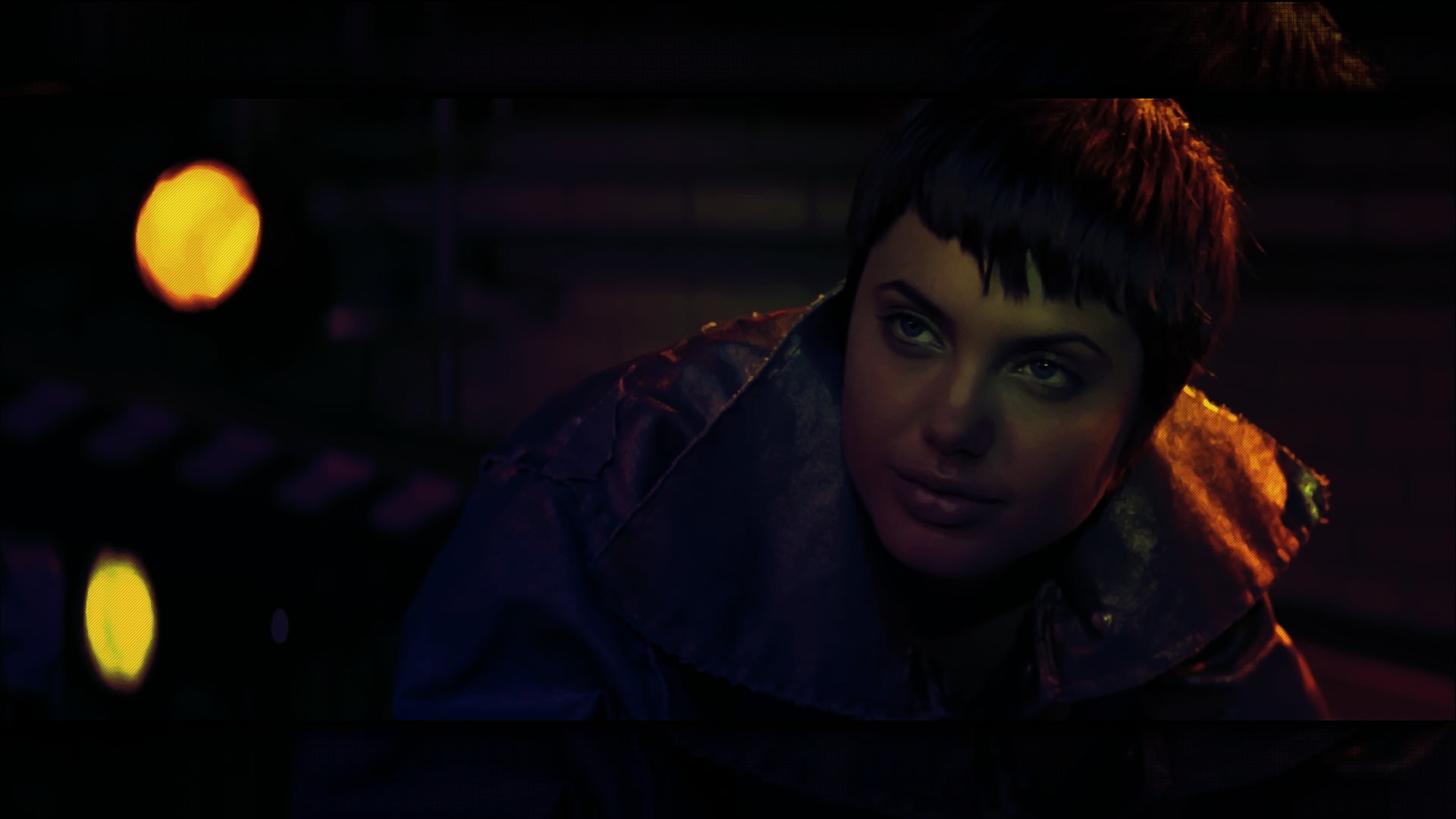 women's black collared top hackers Angelina Jolie actress