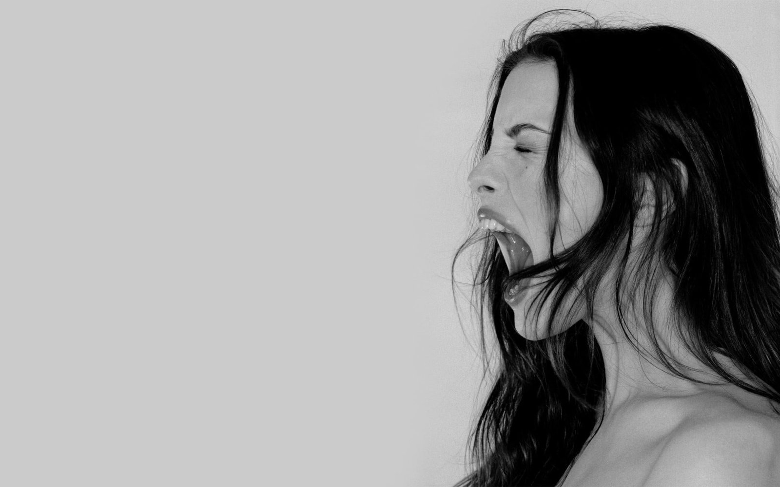 women Liv Tyler long hair brunette actress open mouth