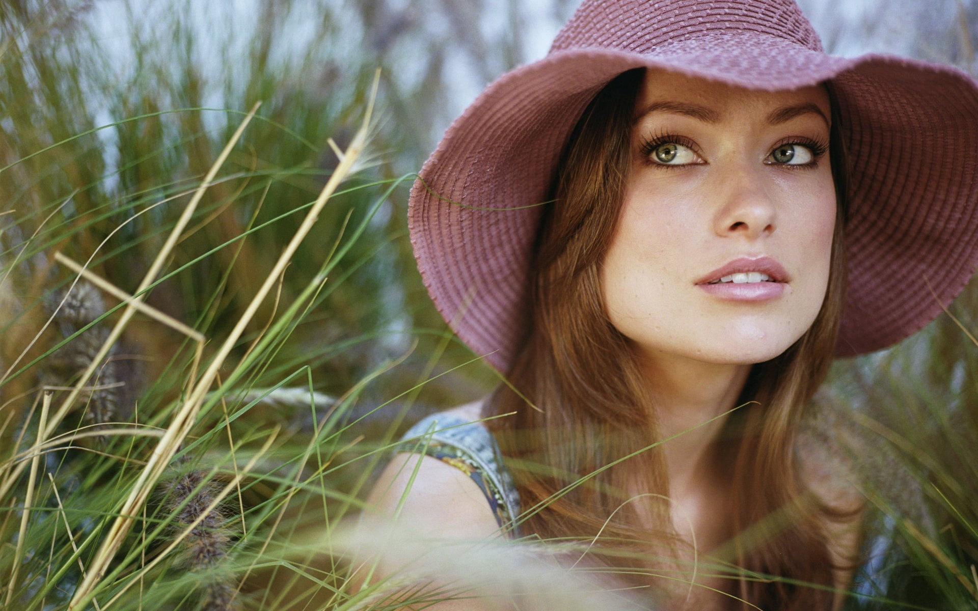women Olivia Wilde face actress celebrity hat brunette