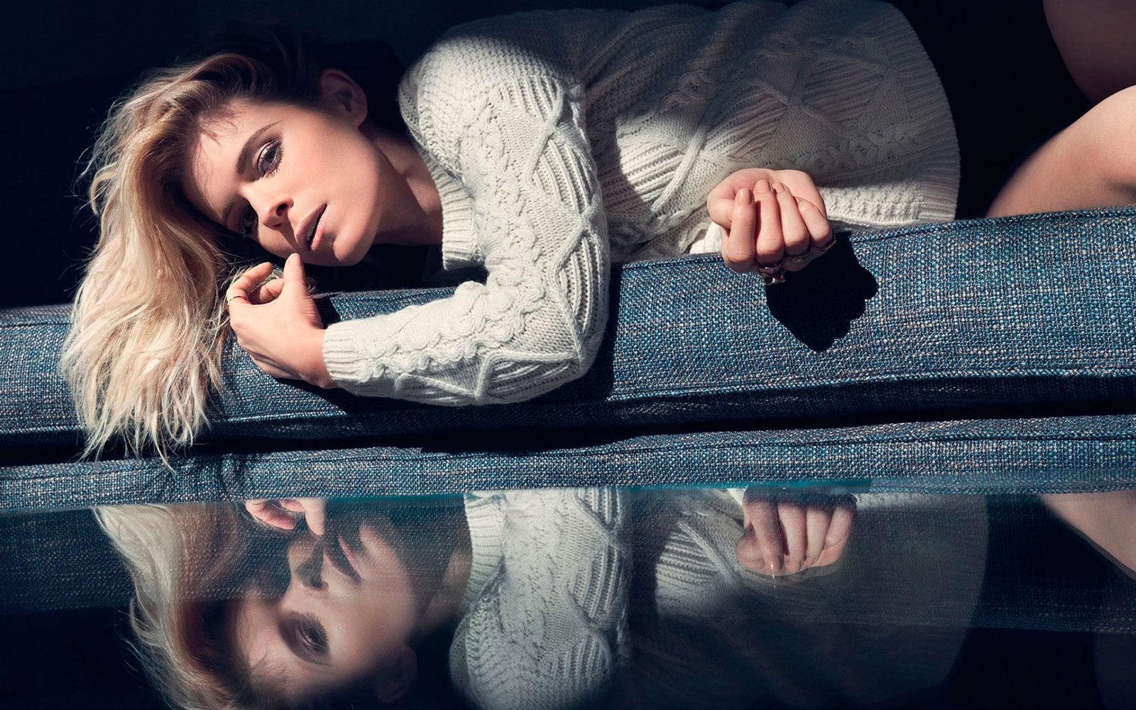 women indoors blonde Kate Mara looking at viewer