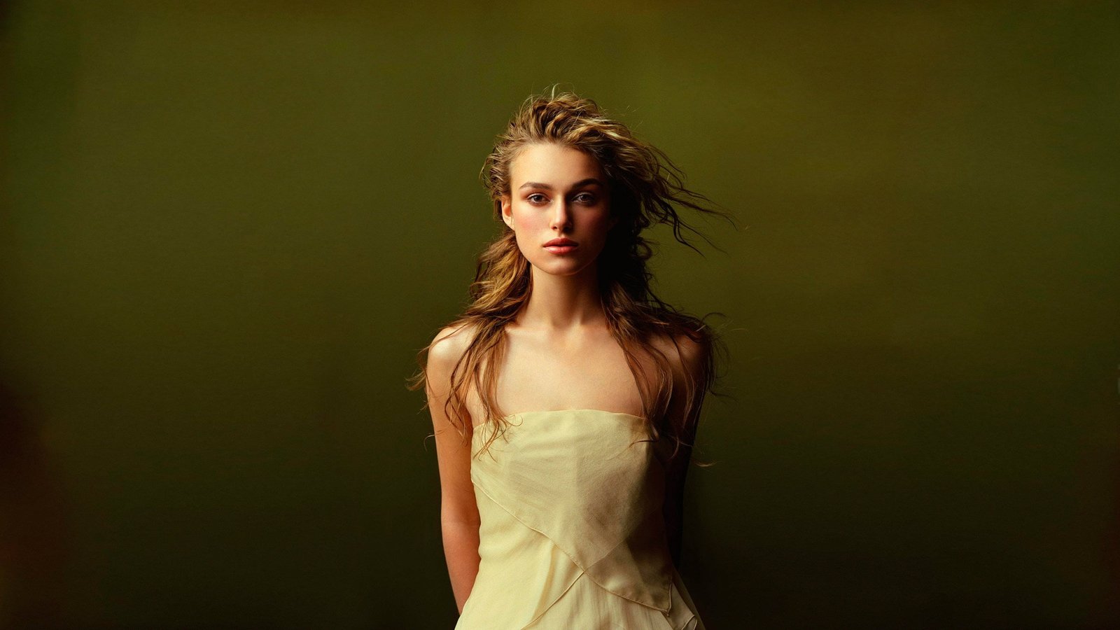 women's white stapless top Keira Knightley actress looking at viewer 2k
