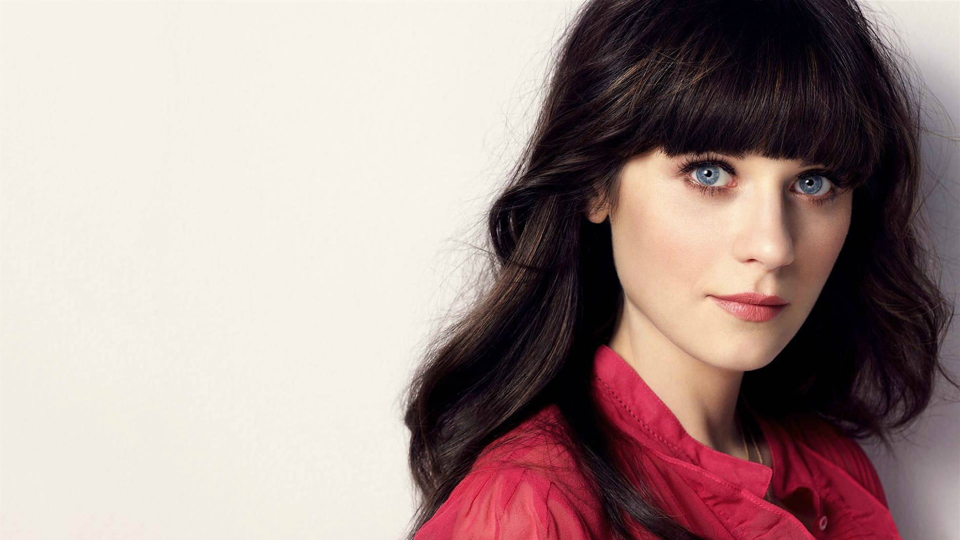 Zooey Deschanel women brunette blue eyes bangs actress