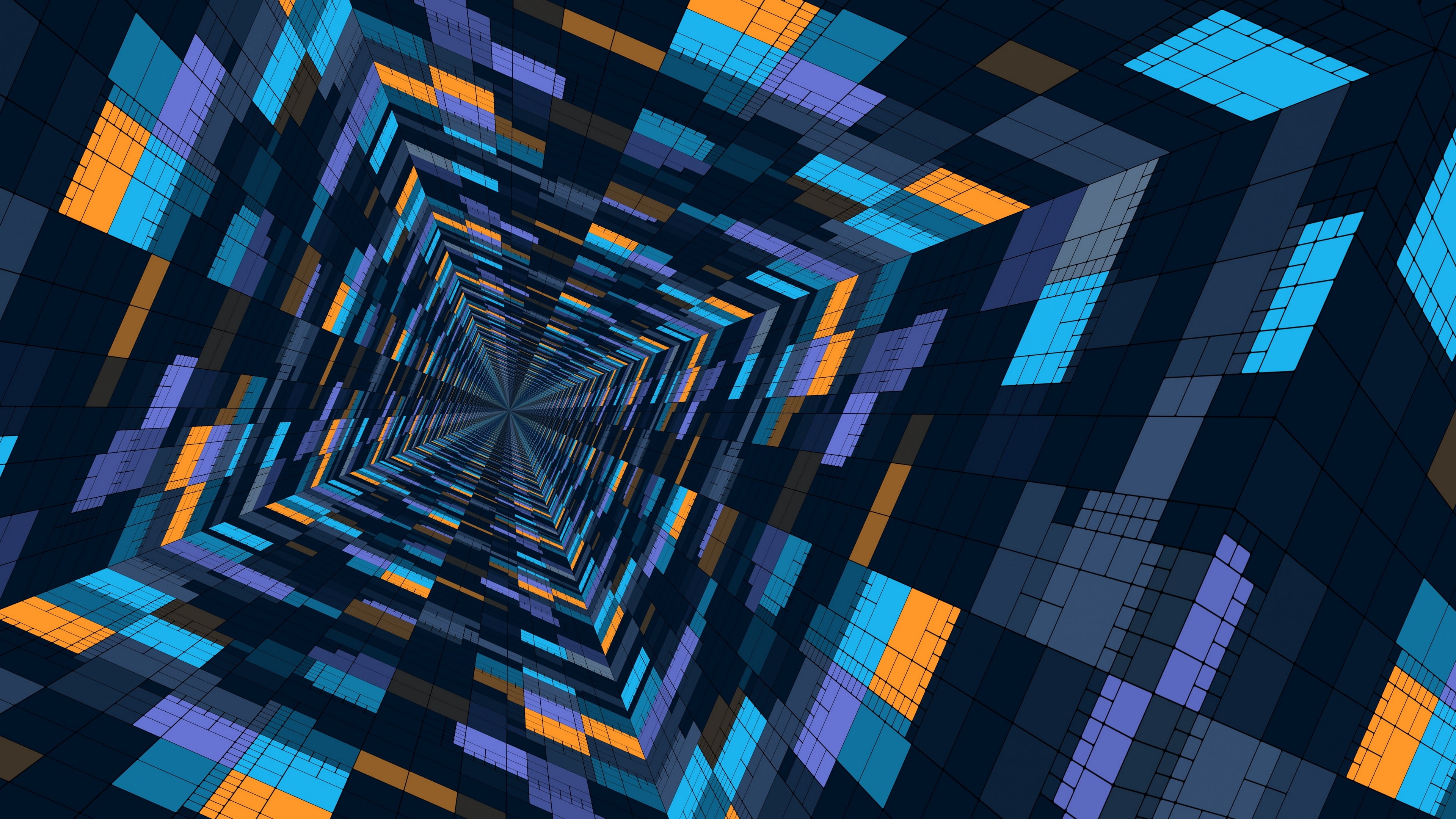 geometric design digital art structure tunnel pattern 2k 4k