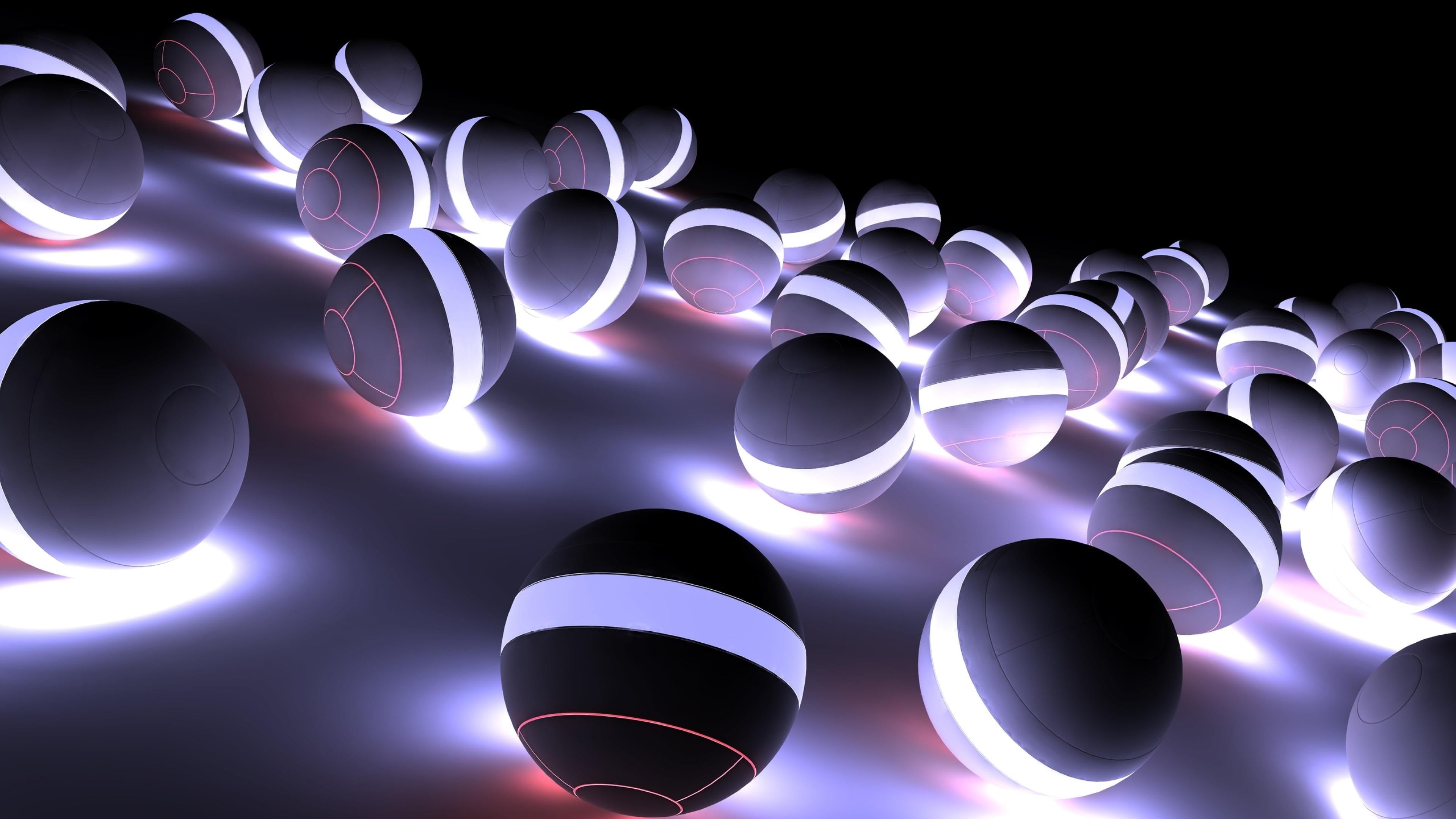 sphere light ball abstraction abstract art spheres 2k 4k
