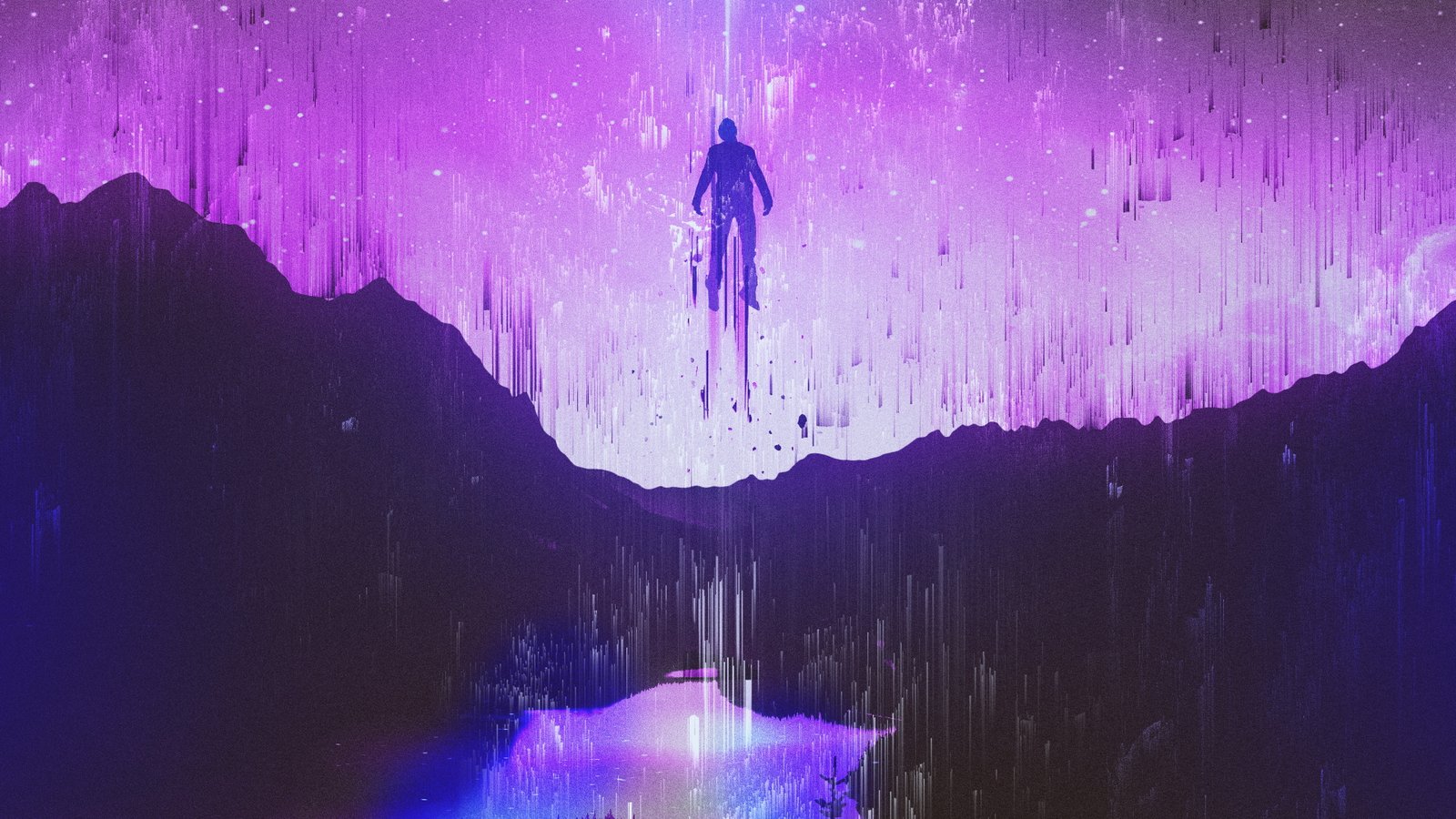 Journey Purple Life Soul Moon Glitch art 2k 4k 5k 8k