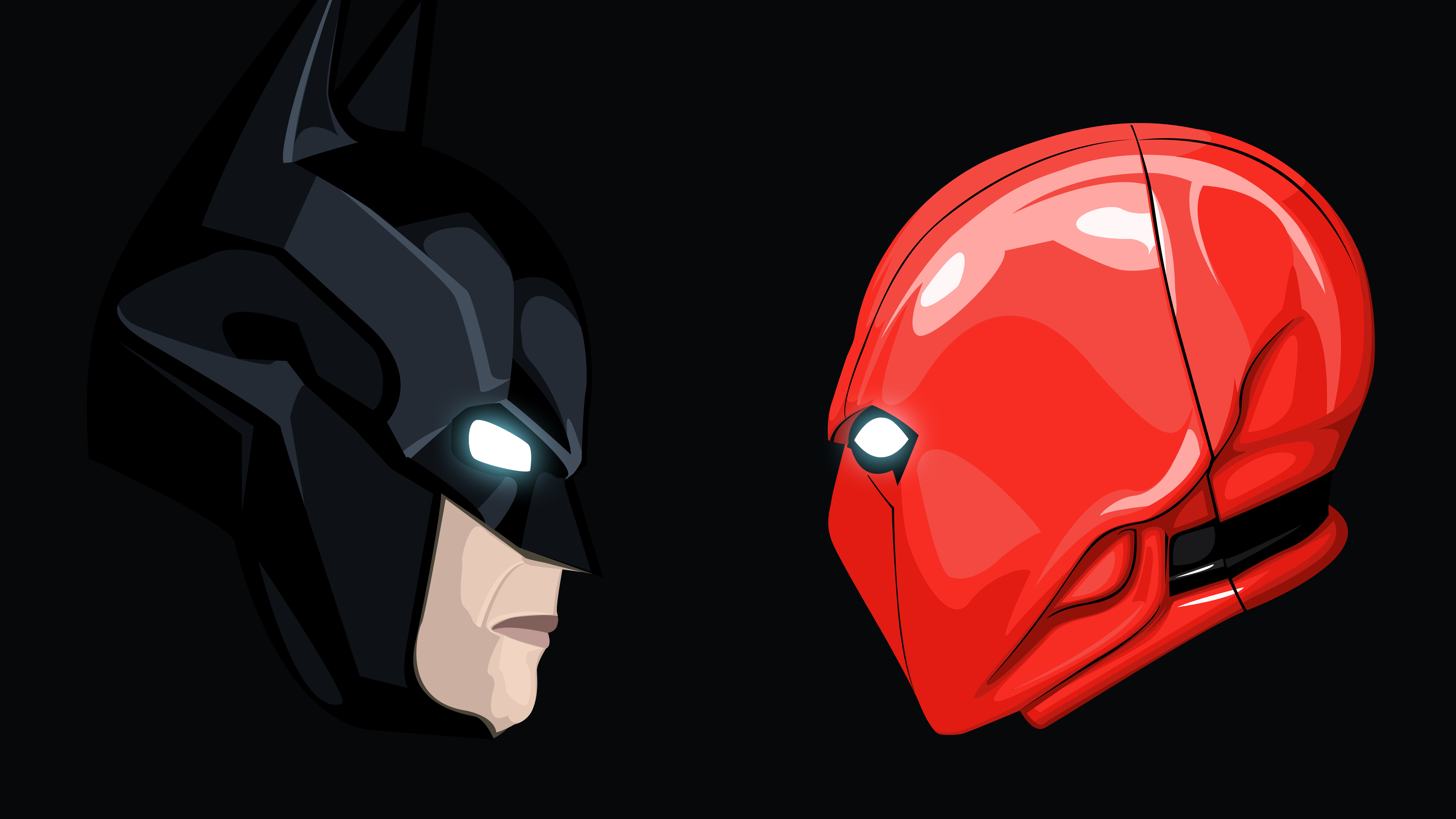 Batman Dark background Minimal Red Hood Black 2k 4k 5k 8k