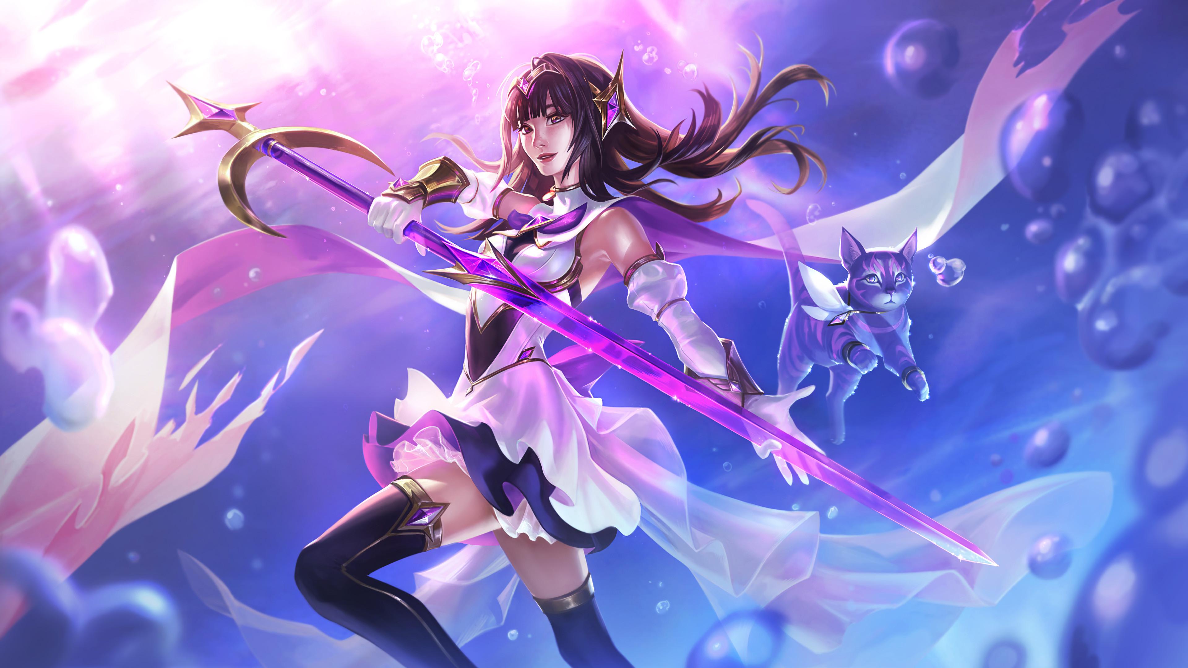 The Violet Sorceress and her cat companion