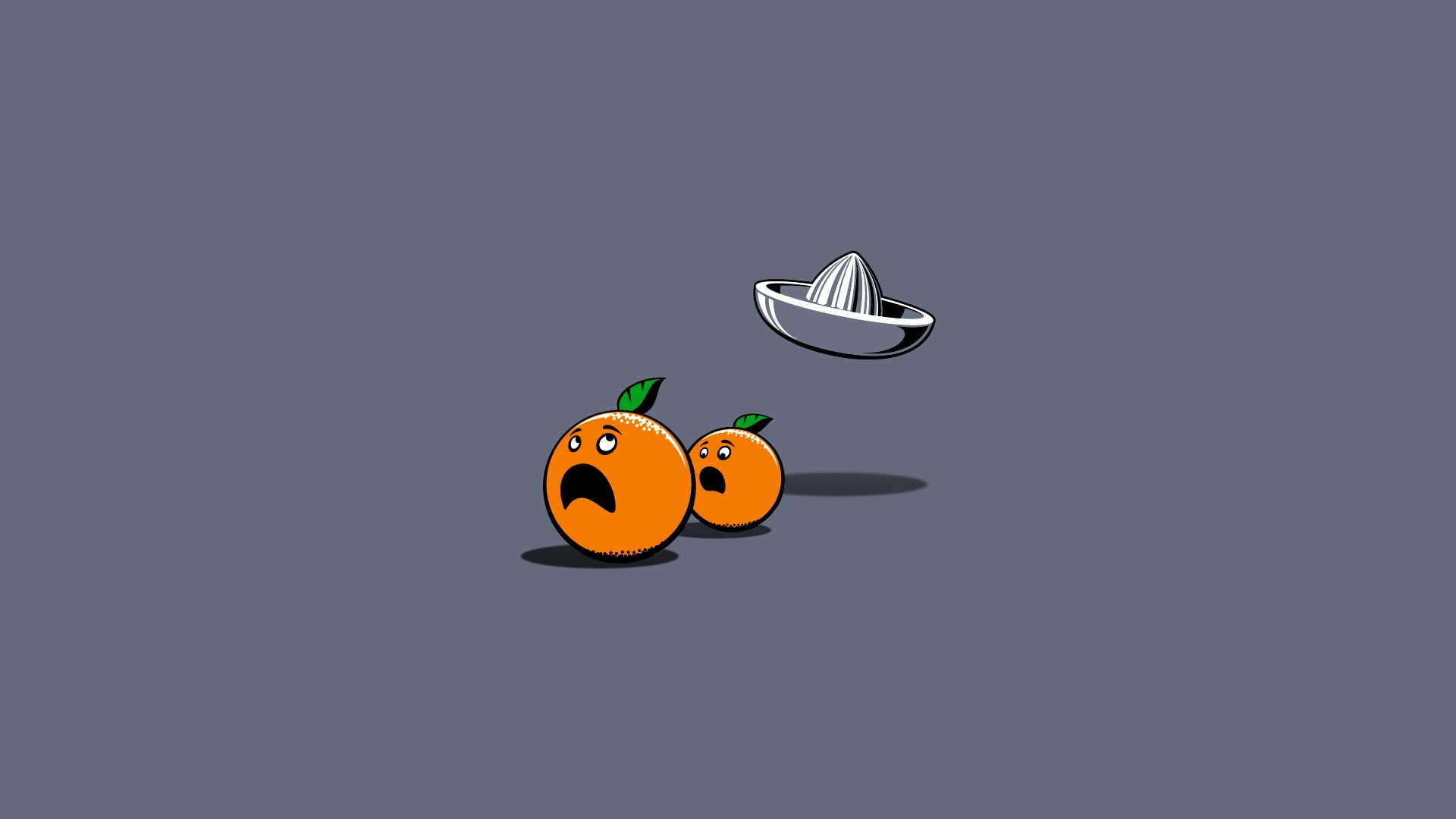 two oranges illustration minimalism digital art humor simple background 2k