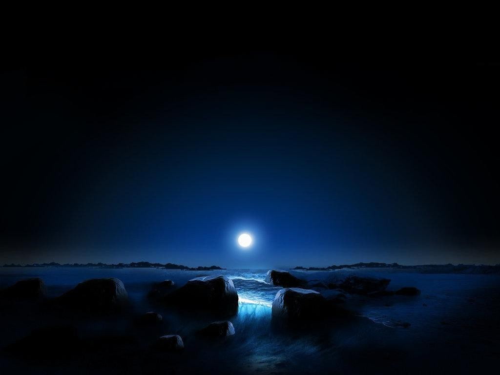 Moon moonlight rock water beach sky scenics nature