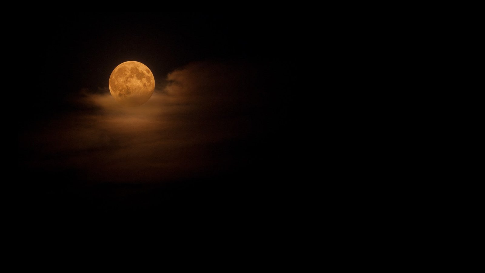 minimalism moonlight nature night clouds dark black background 2k