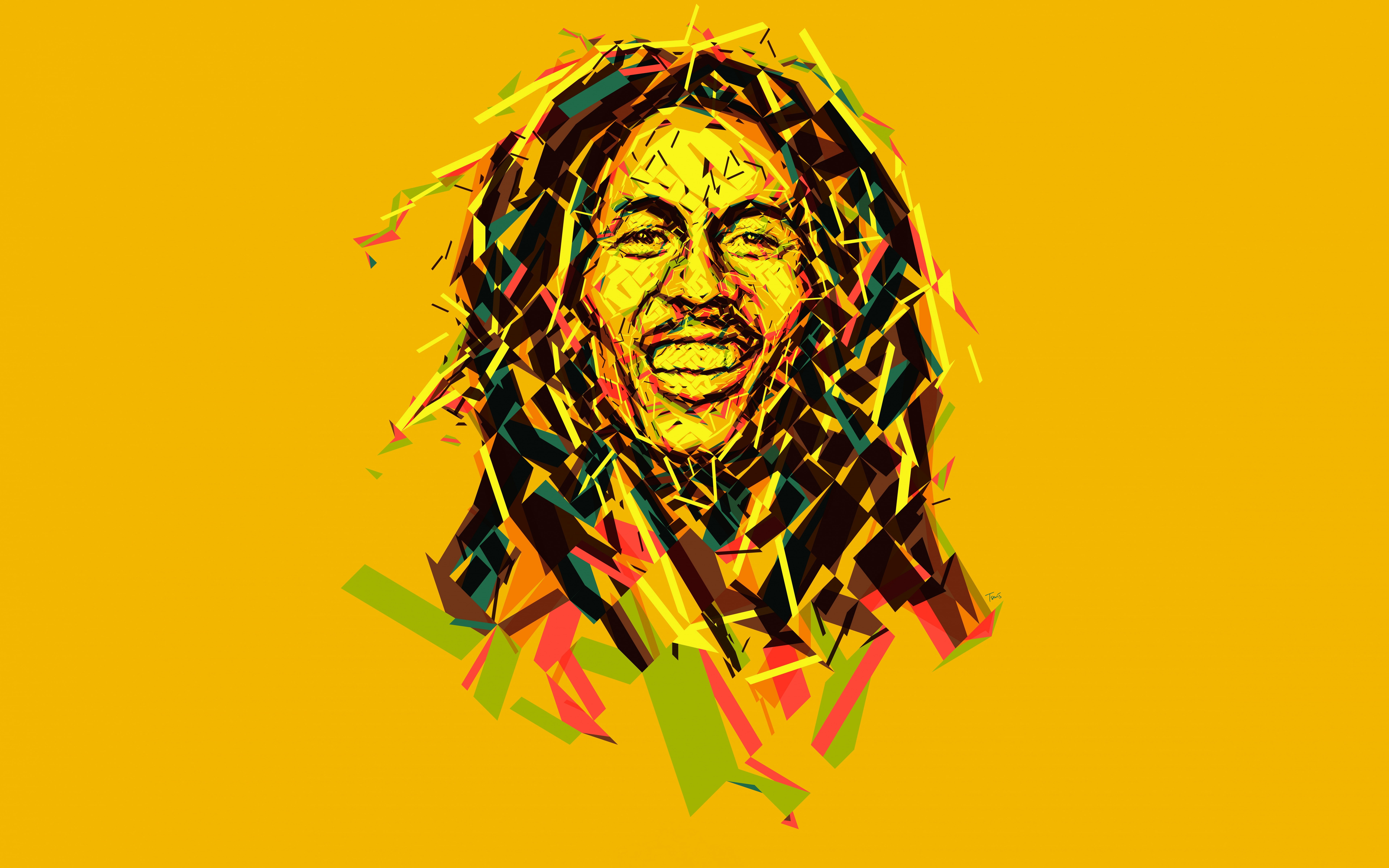 Mosaic art Low poly Bob Marley 2k 4k 5k 8k