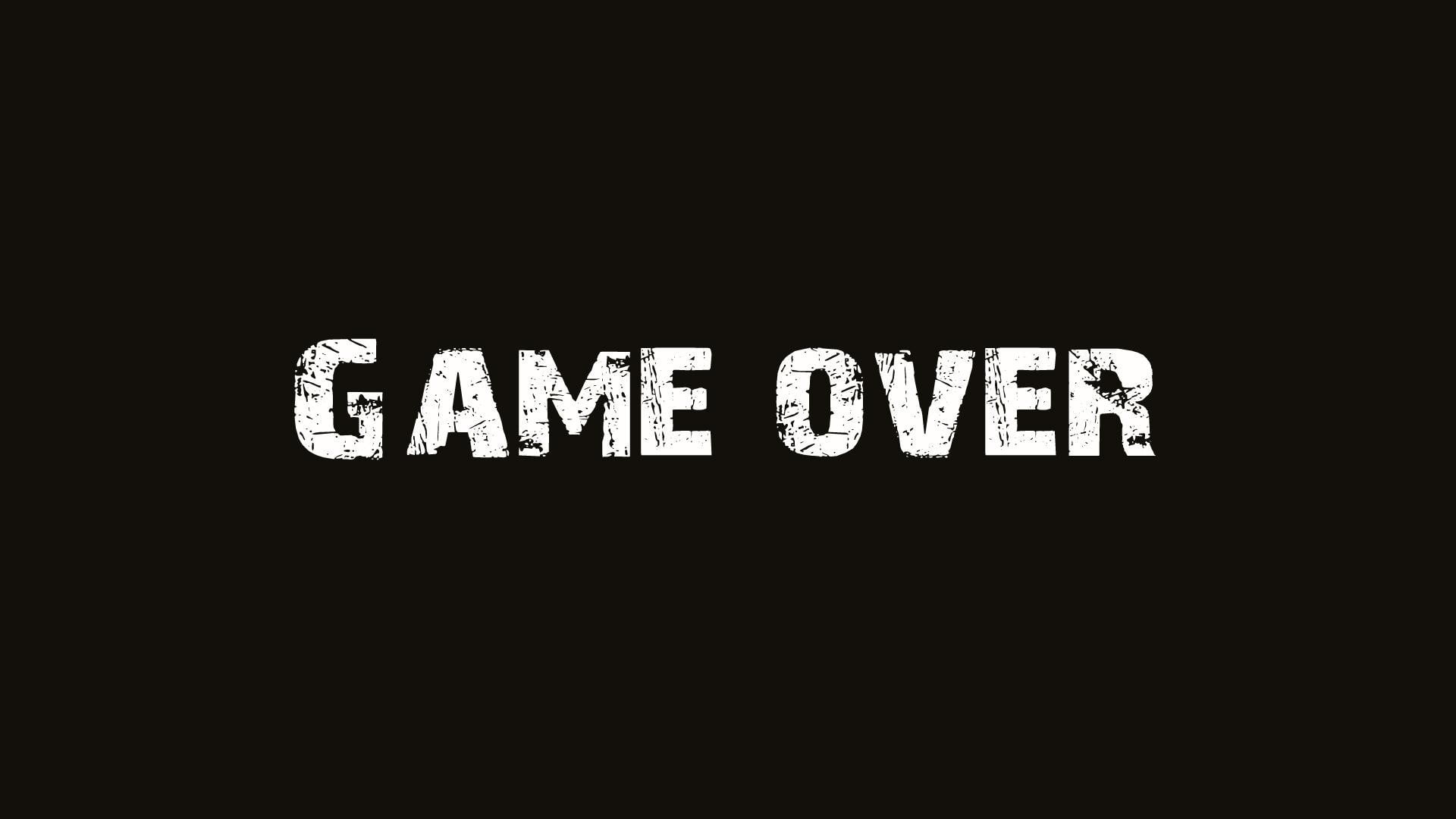 black background with game over text overlay typo minimalism 2k