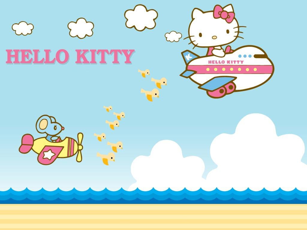 beach birds Hello Kitty Anime HD Art Clouds cute