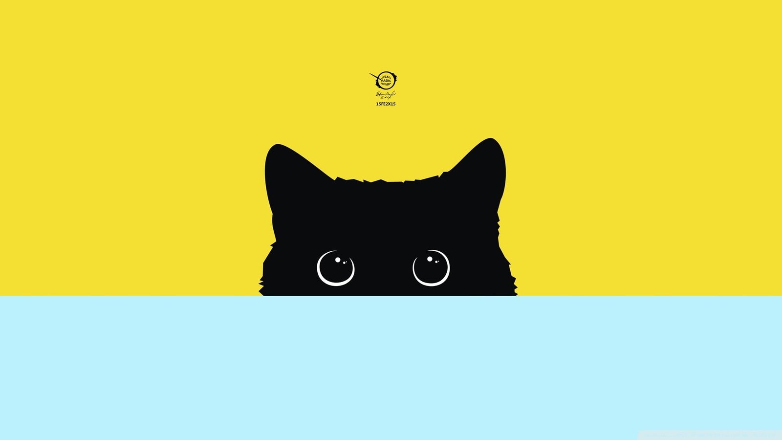 black cat digital wallpaper minimalism art simple 2k