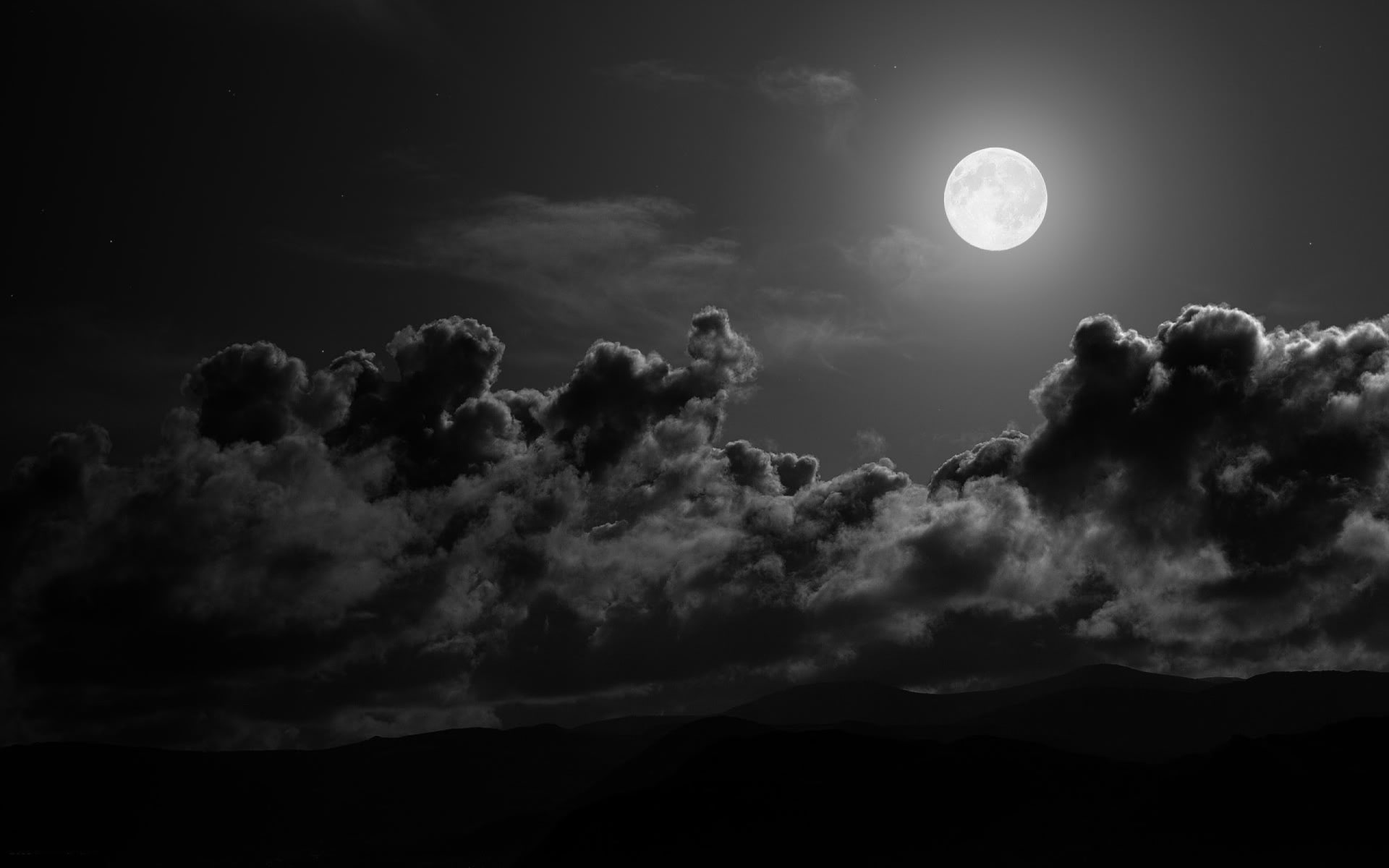 Nature Full Moon White Moonlight Sky Clouds 2k