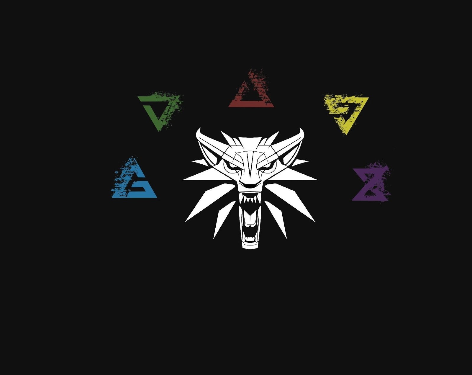 the witcher off center art and craft creativity black background 2k