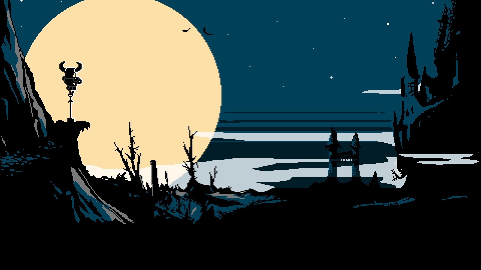 yellow moon at night painting digital art pixel pixelated 2k