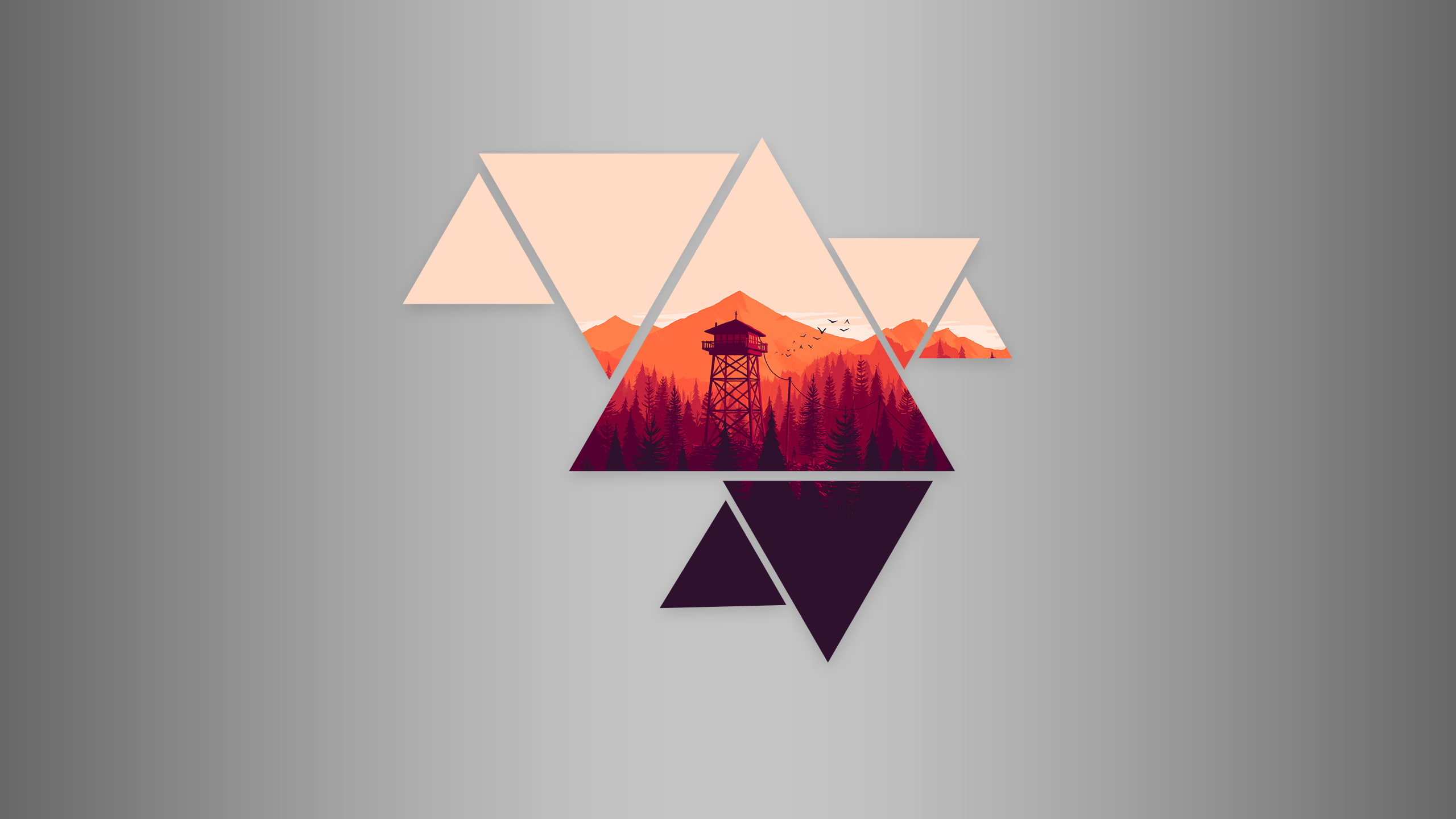abstract sunset triangle video games Firewatch simple background 2k