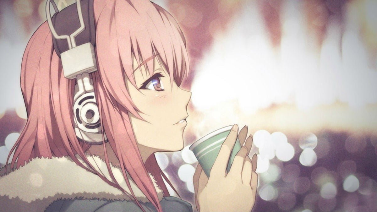 animated girl with headphones wallpaper female anime character illustration
