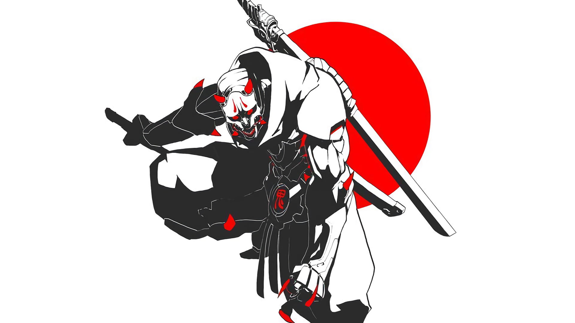 black and white clown illustration anime manga Japan samurai 2k