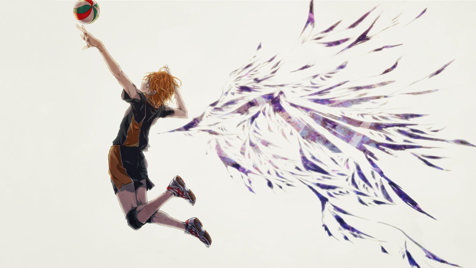 Haikyuu one person jumping motion mid air studio shot 2k