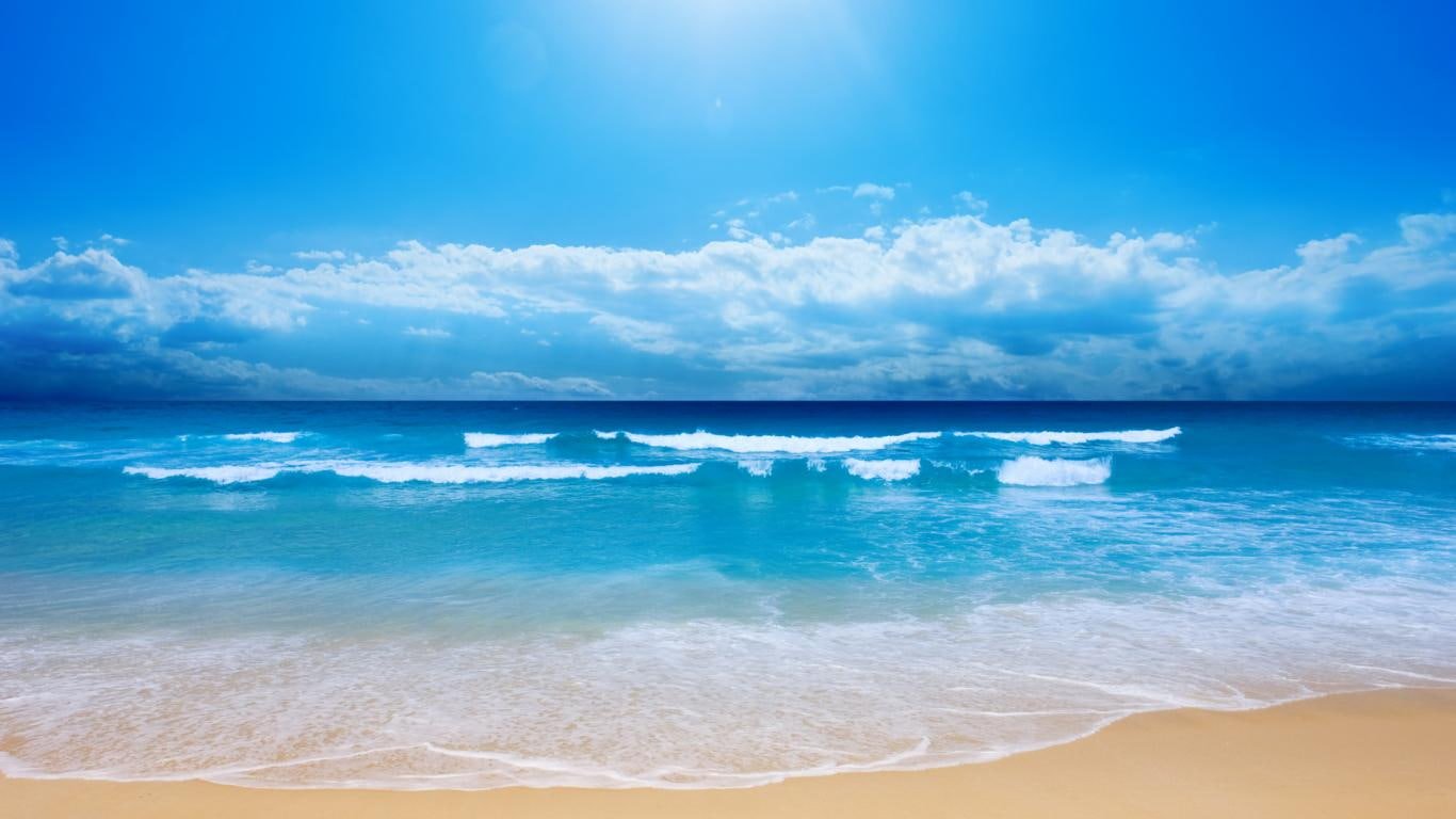 Nature Ocean Beach Sky Waves Clouds