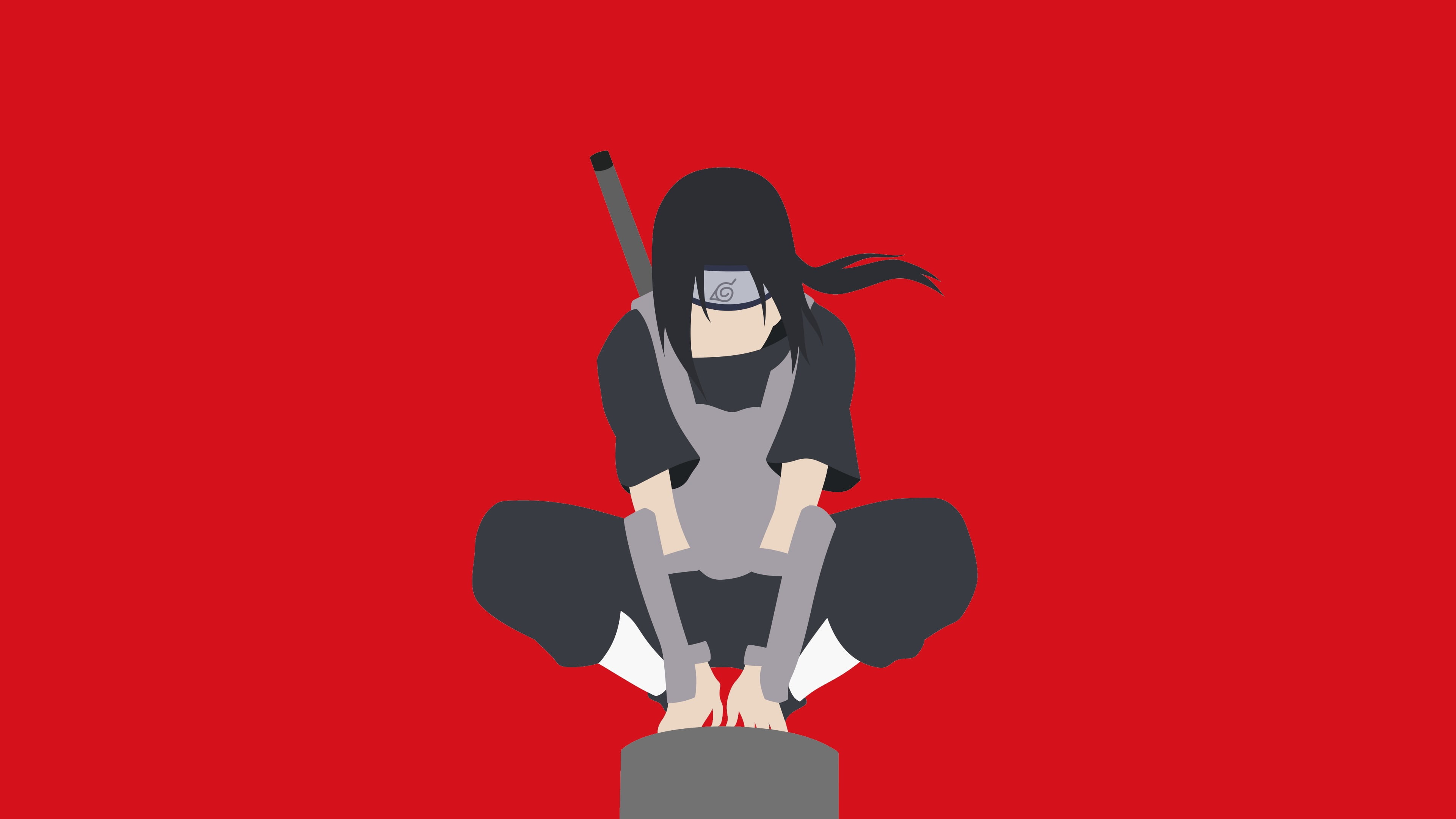 ninja illustration anime Naruto Shippuuden minimalism Uchiha Itachi 2k 4k