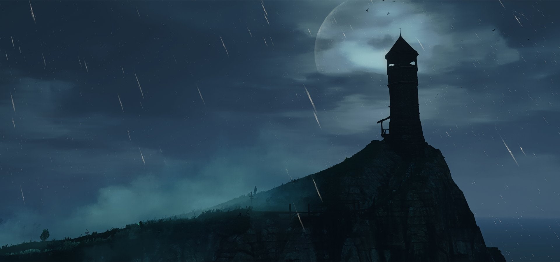 The Witcher 3 Wild Hunt Lighthouse Moon Night 2k