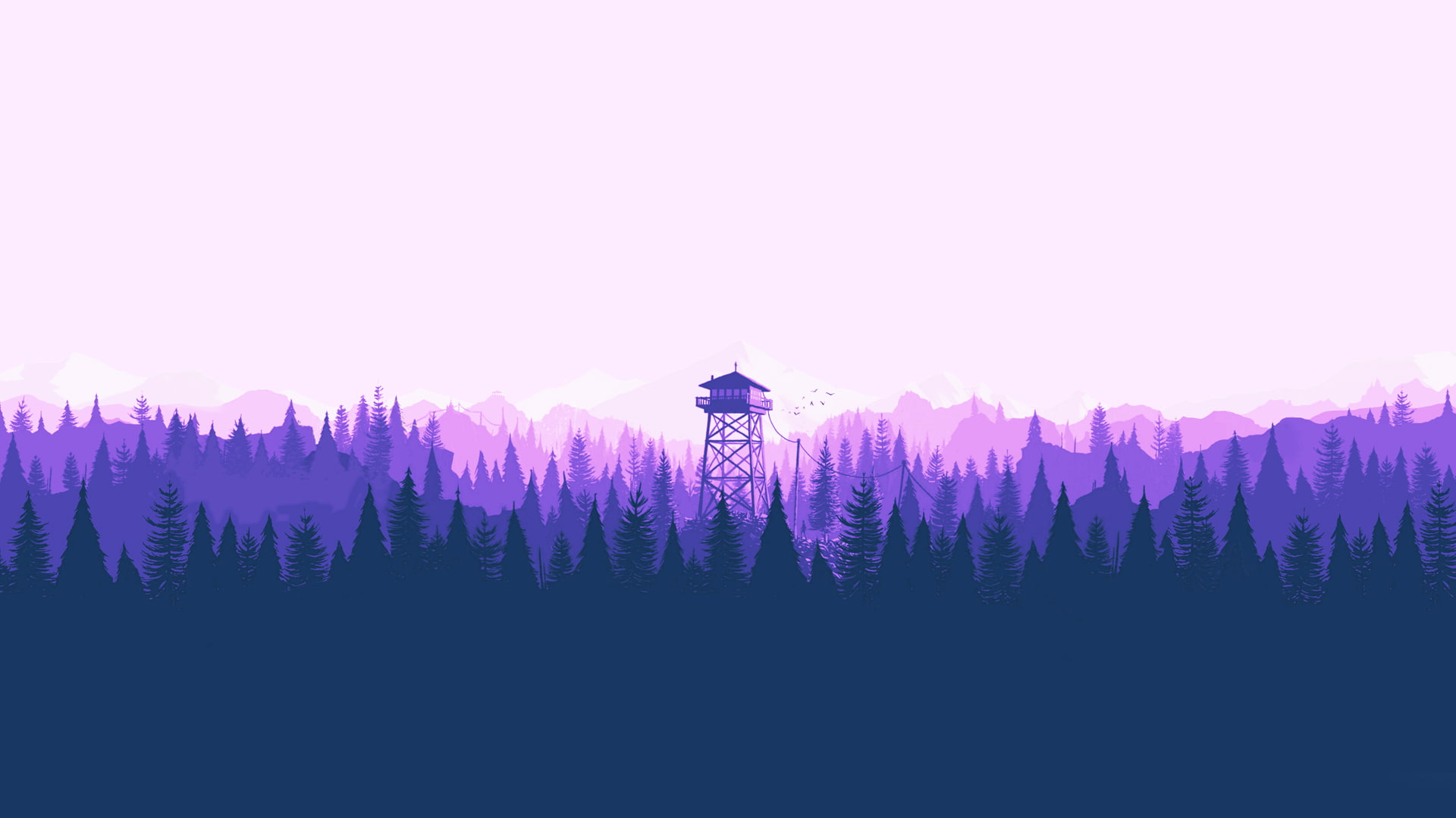 Vaporwave version of the classic Firewatch tree plant nature 2k