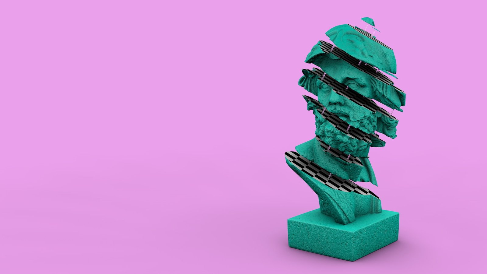 vaporwave simple background bust colored studio shot 2k