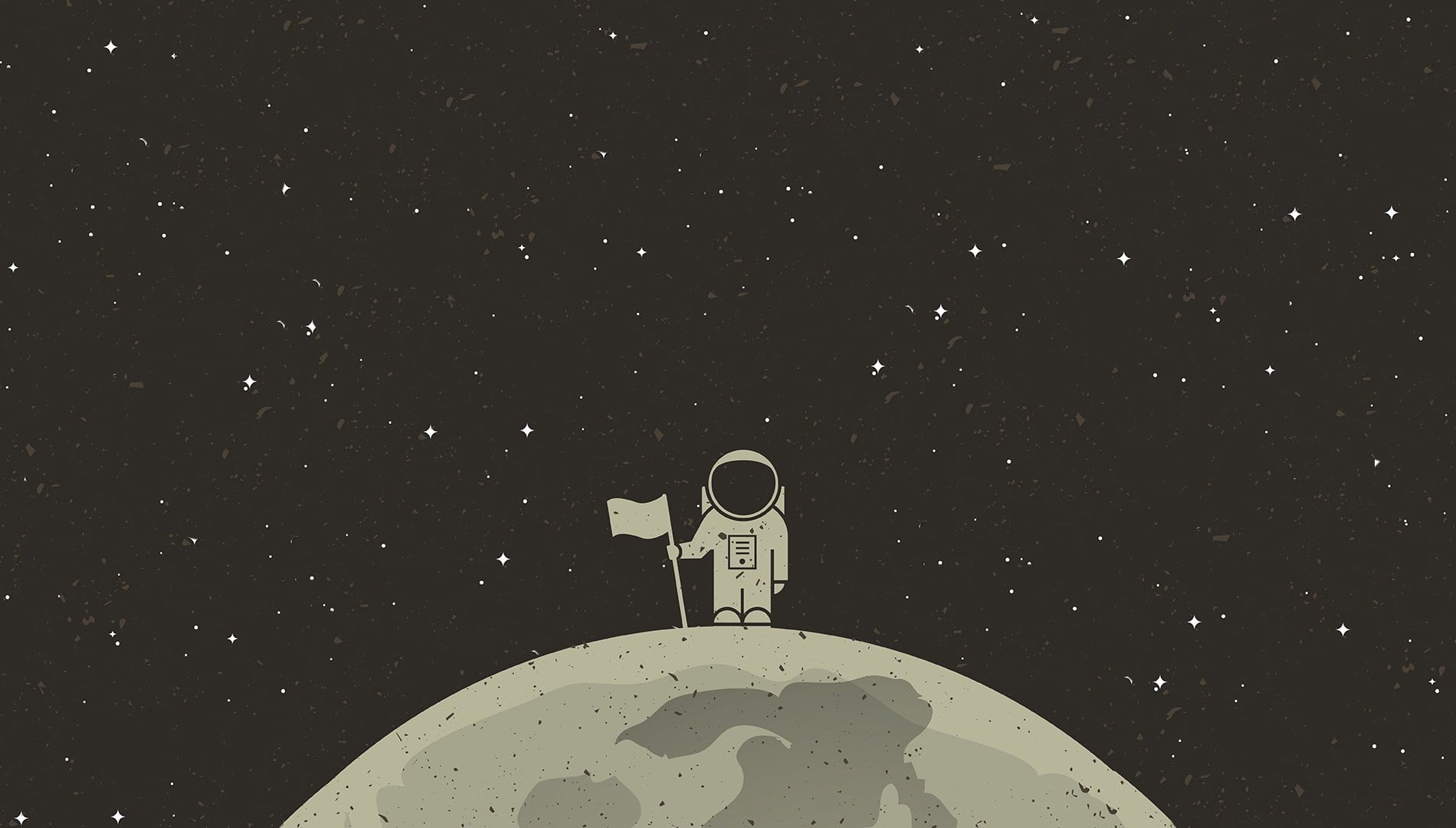 white astronaut holding flag on outer space simple background 2k