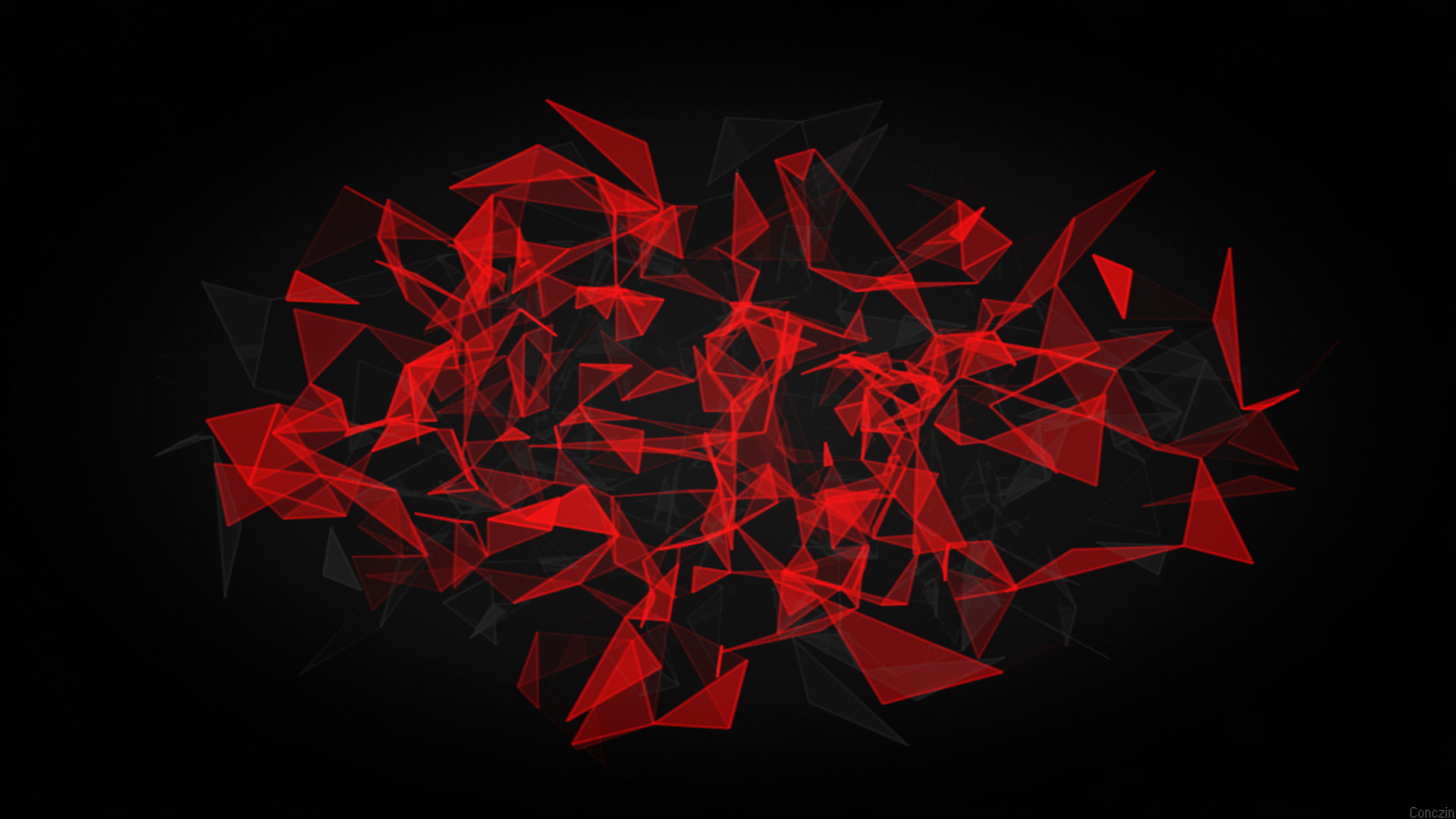 Abstract Red Black Polygon creativity black background 2k