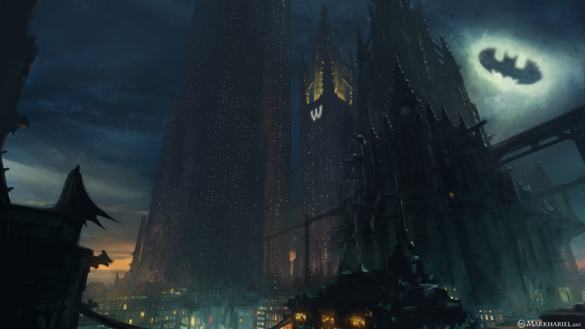 Batman wallpaper artwork concept art Gotham City DC Comics 2k