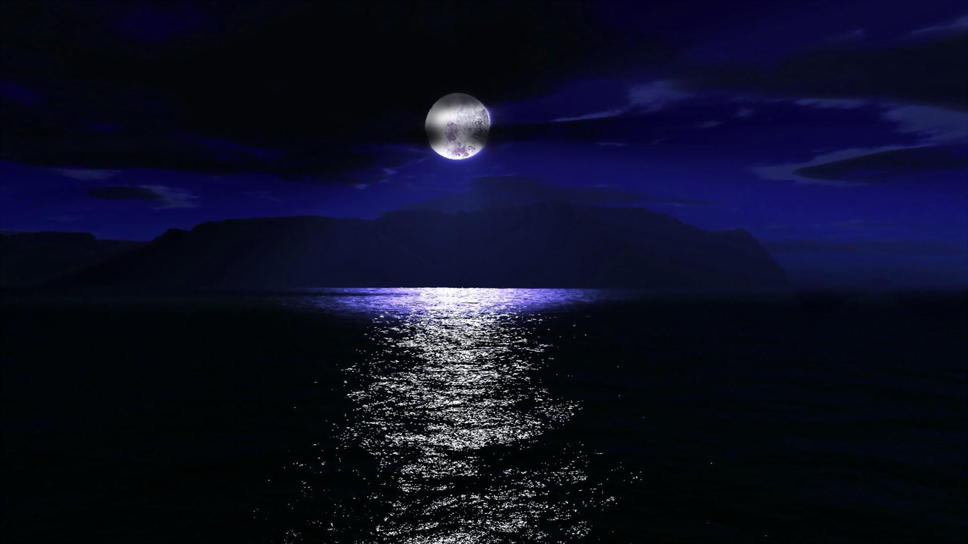 beautiful night sky moon full nature 2k