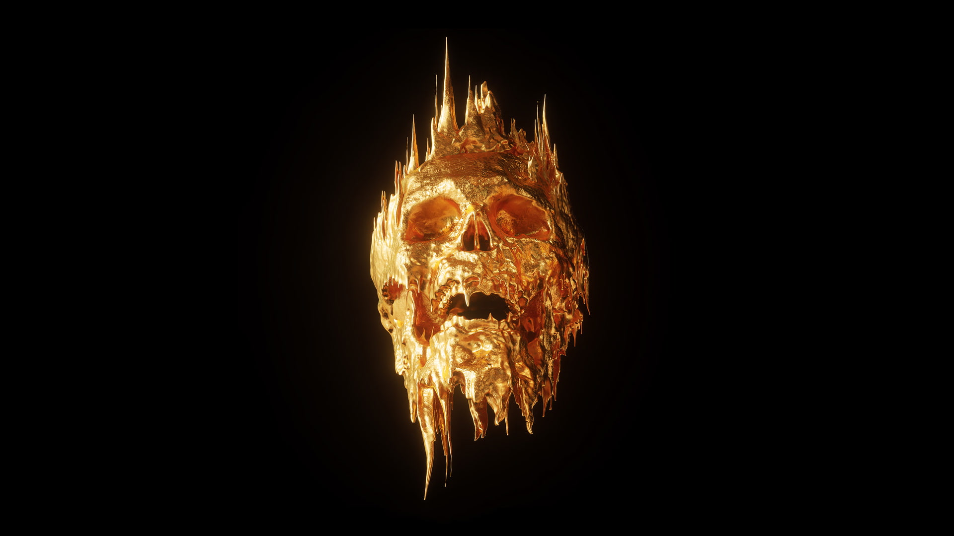 billelis gold black background skull minimalism simple 2k