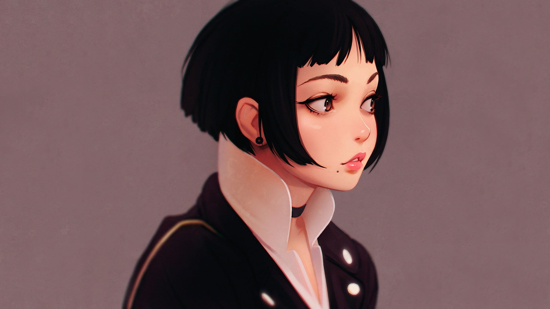 black haired anime character women digital art Ilya Kuvshinov 2k