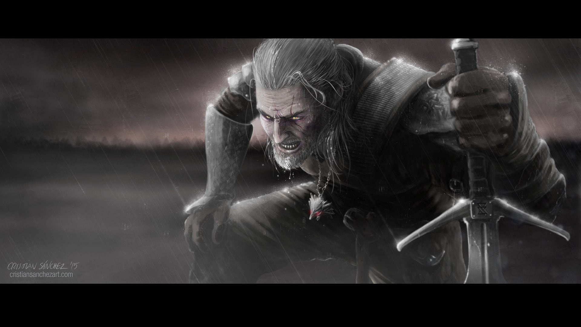 black haired man illustration The Witcher 3 Wild Hunt 2k