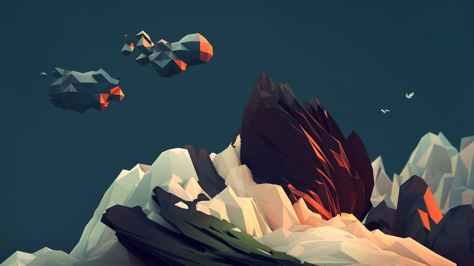 brown and white mountain wallpaper clouds mountains Trixel 2k