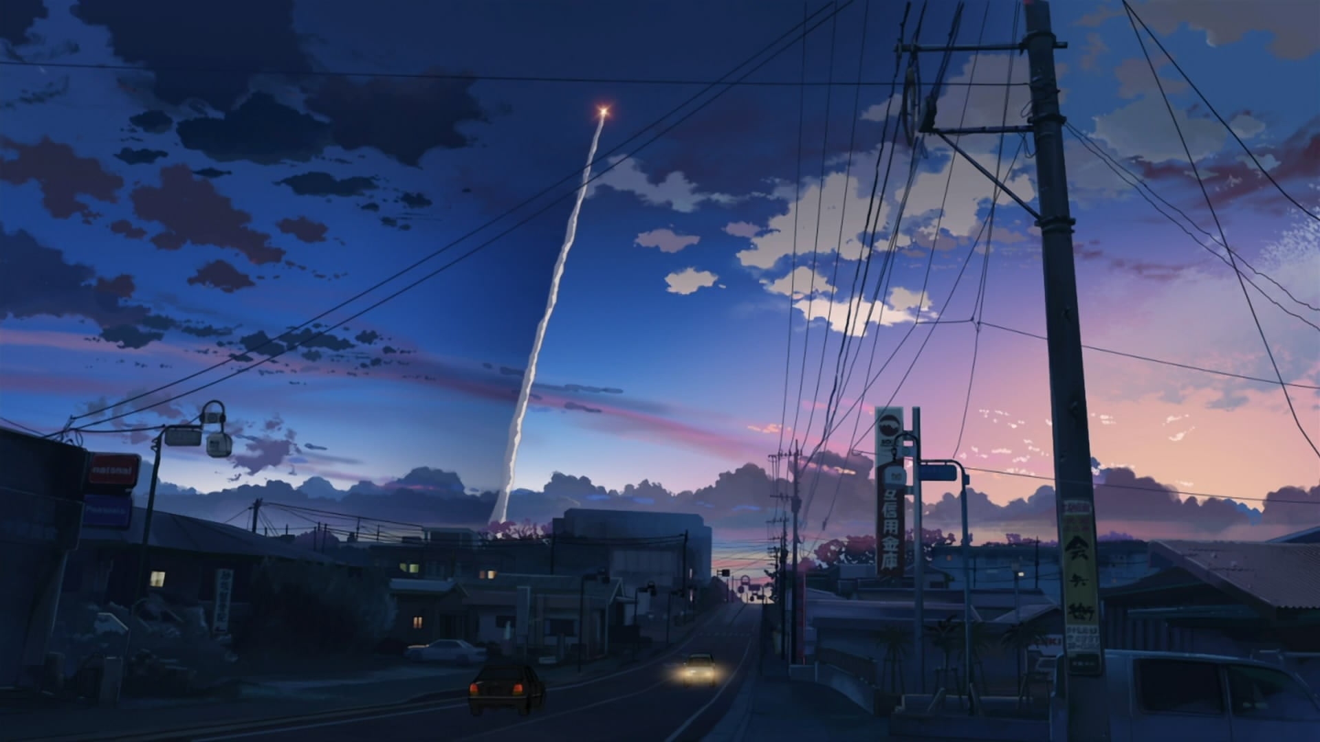 cityscape animation Makoto Shinkai anime 5 Centimeters Per Second 2k