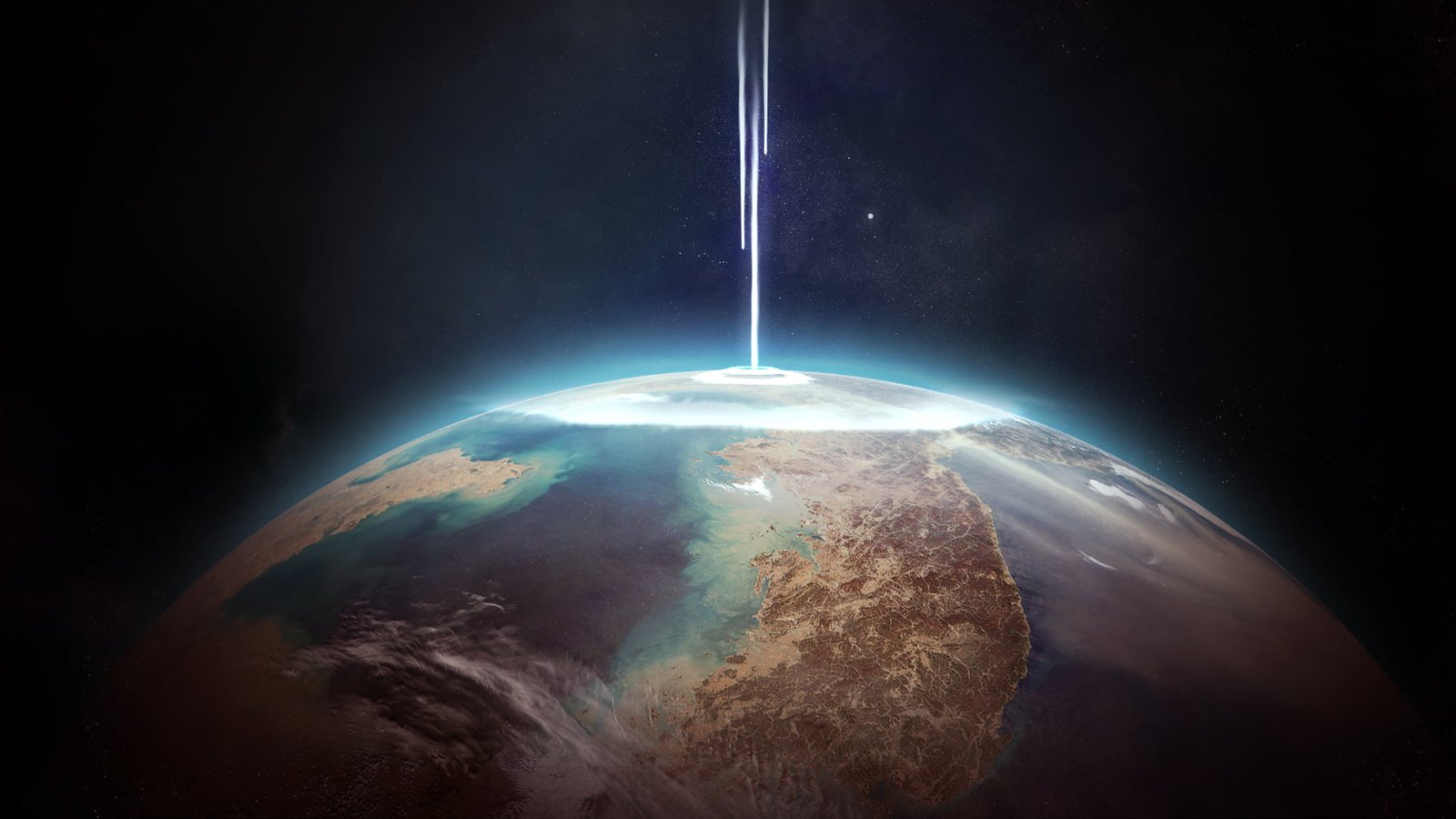 comet hitting ozone layer of Earth digital wallpaper space planet 2k